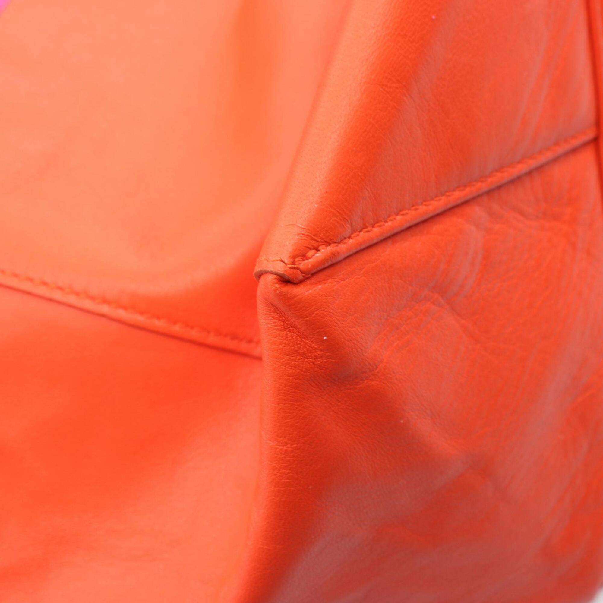 Celine Orange Pink Leather Handbag Tote Bag (Pre-Owned)