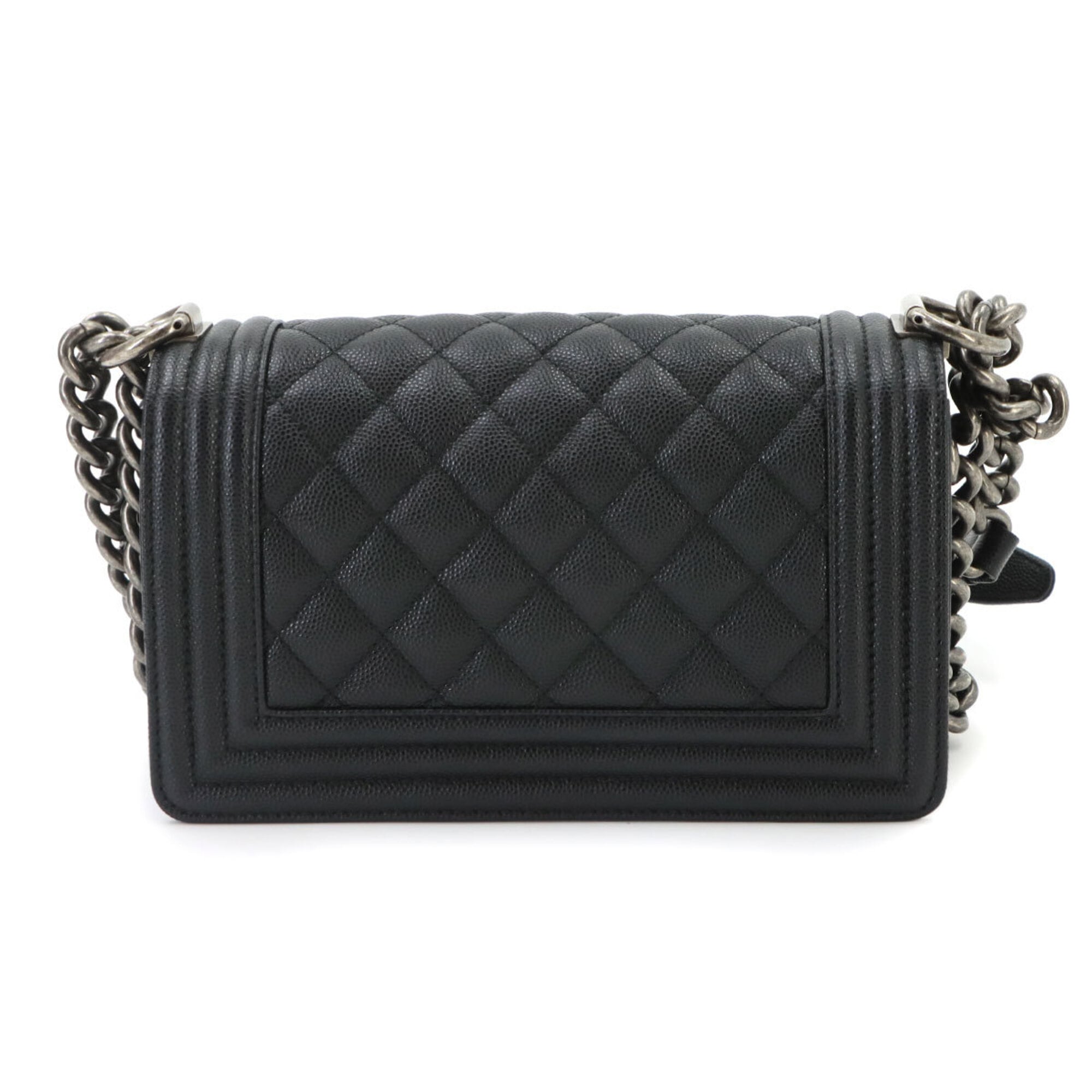 Chanel Black Grained Calfskin Handbag Shoulder Bag (Pre-Owned)