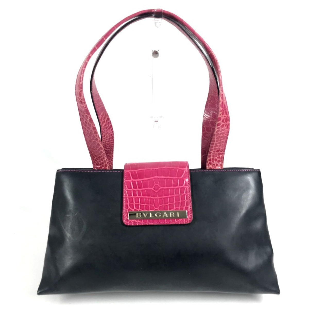 Bvlgari Black Pink Rubber Leather Handbag Shoulder Bag (Pre-Owned)