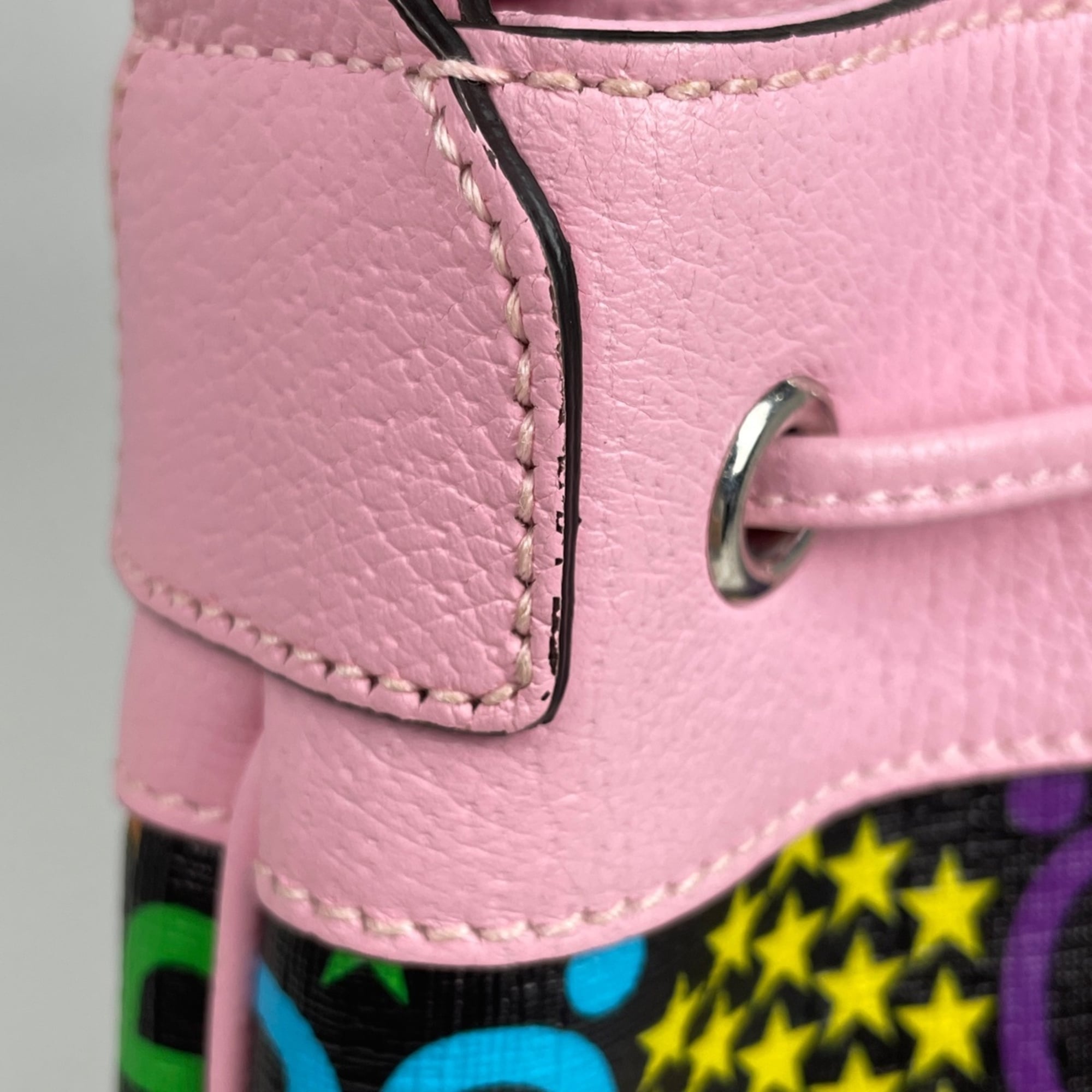 Gucci Black Multi-Color Pink Coated Canvas Shoulder Bag (Pre-Owned)