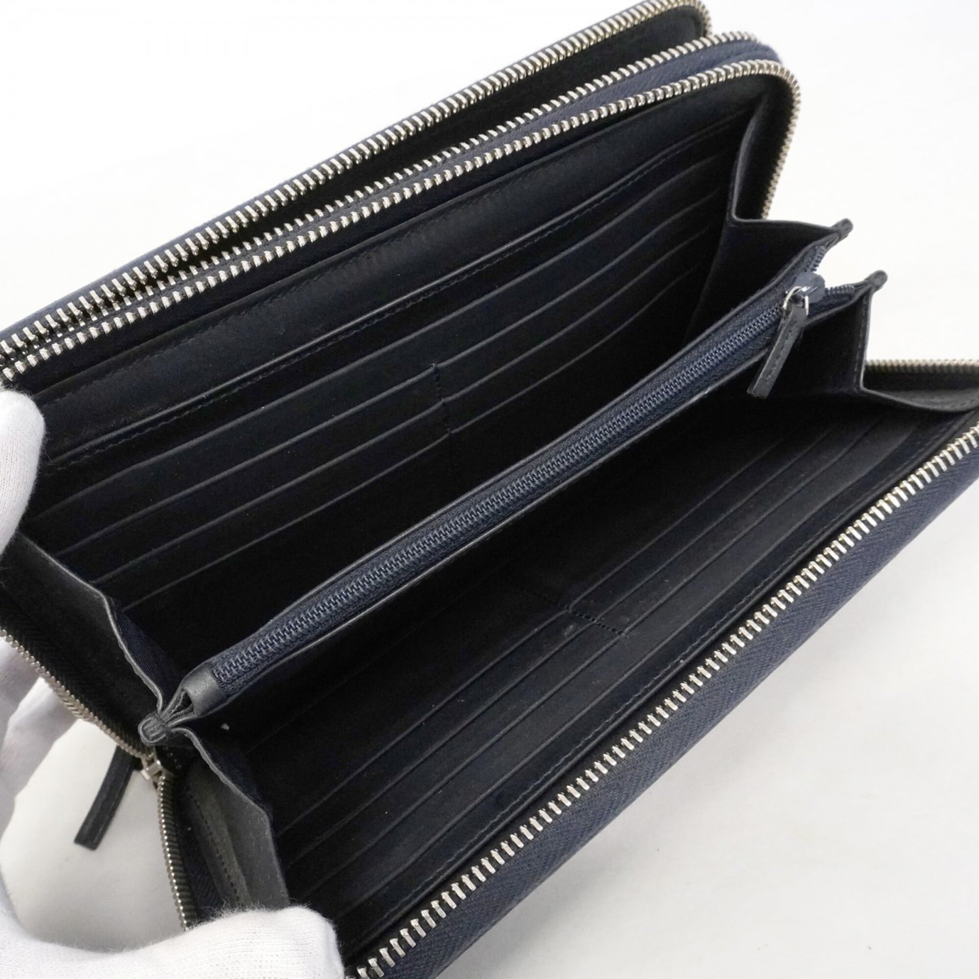 Gucci Navy Leather Long Wallet (Bi-Fold) (Pre-Owned)