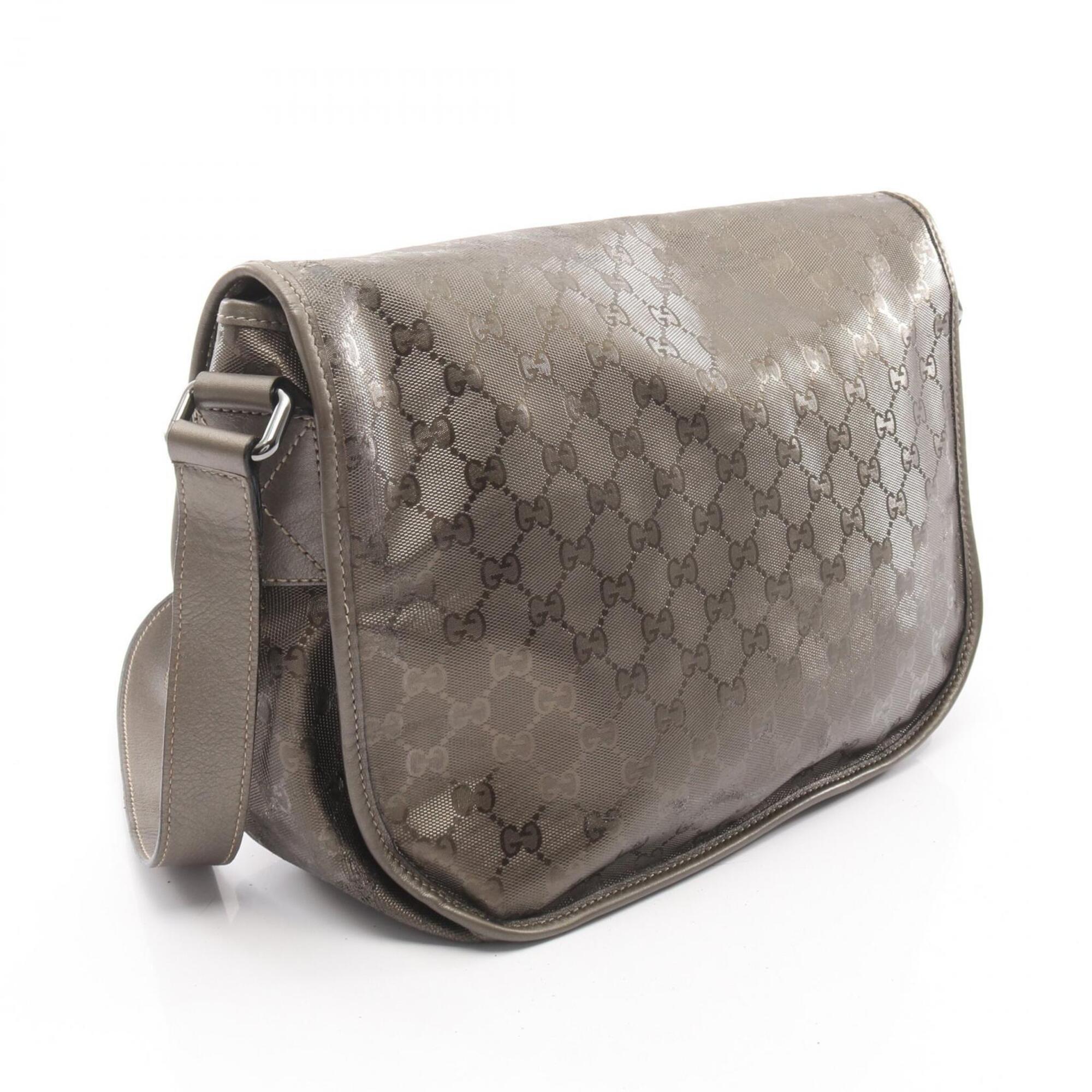 Gucci Brown Pvc Coated Canvas Leather Handbag Shoulder Bag (Pre-Owned)