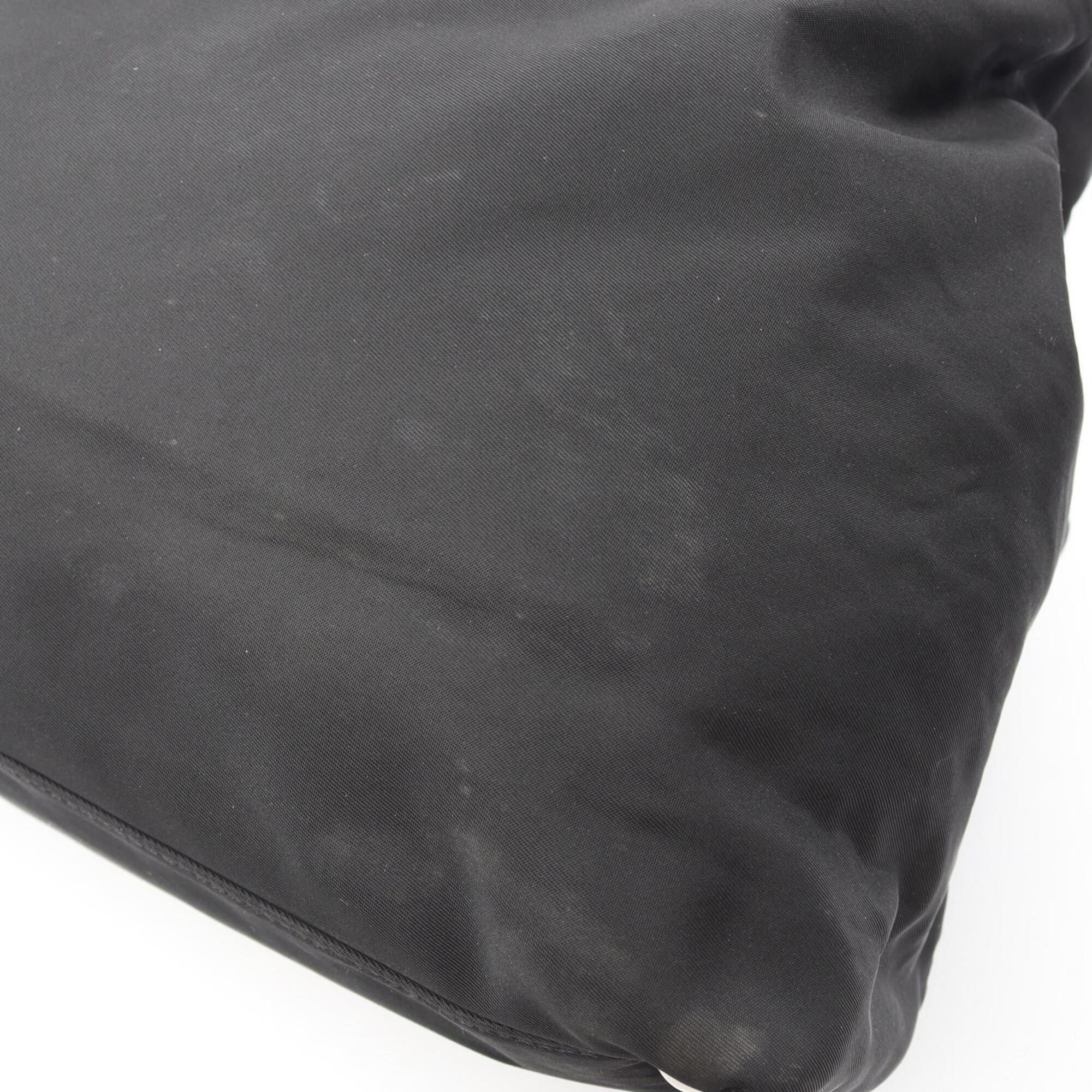 Prada Black Nylon Leather Handbag Tote Bag (Pre-Owned)