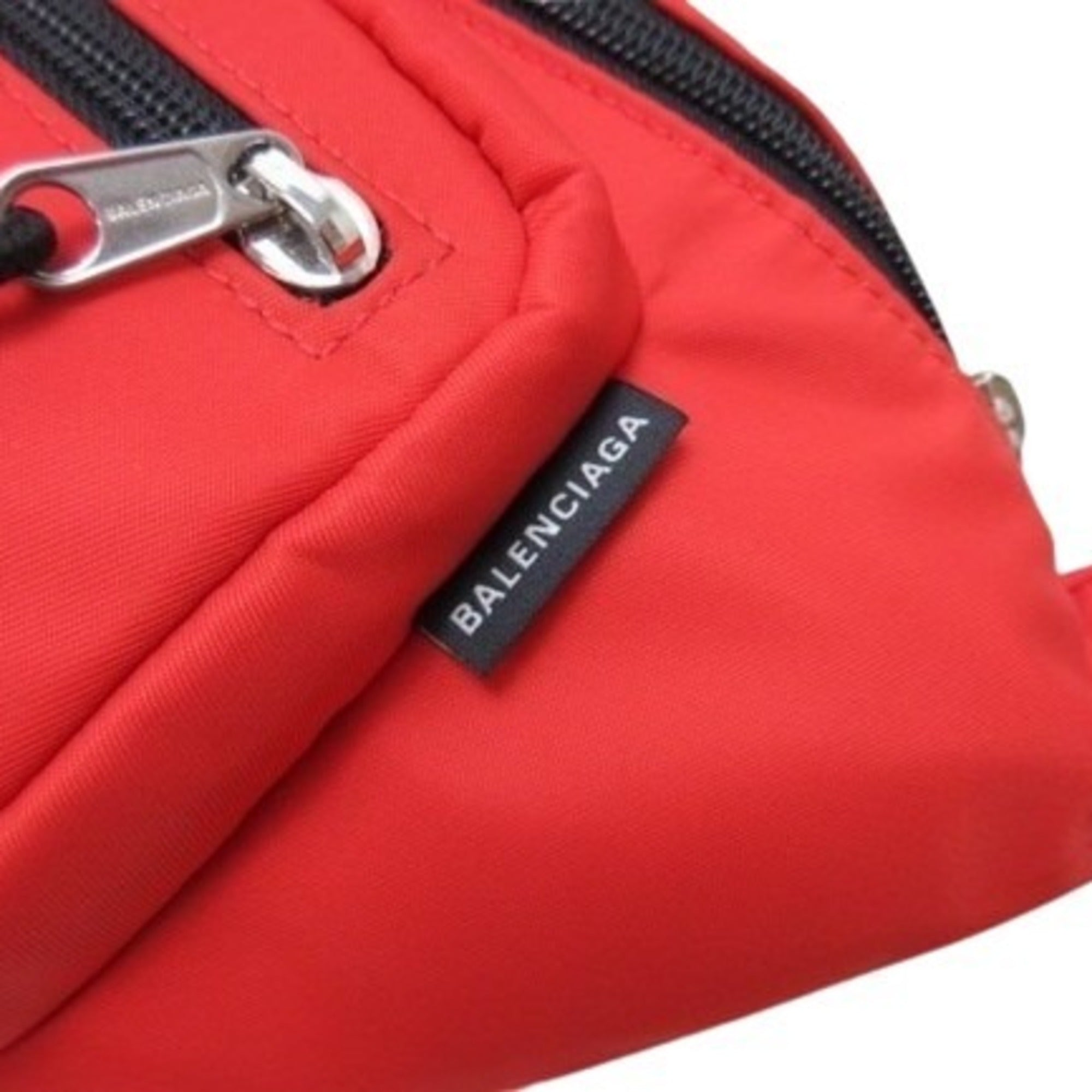 Balenciaga Black Red Color Nylon Fanny Pack Sling Bag (Pre-Owned)