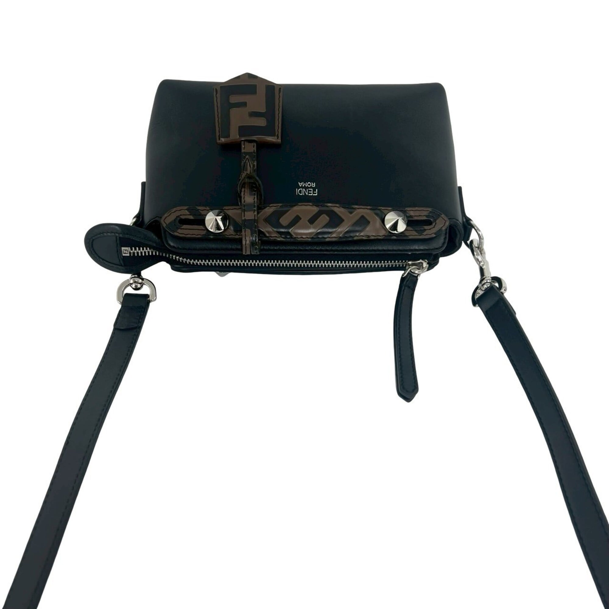 Fendi Black Brown Leather Handbag Shoulder Bag (Pre-Owned)