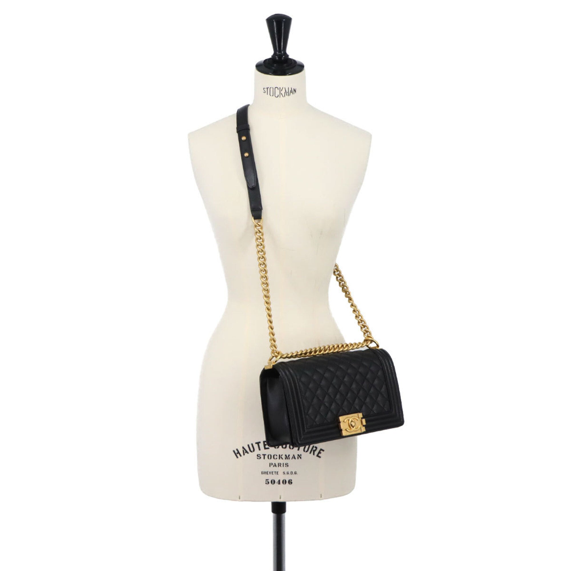 Chanel Black Grained Calfskin Handbag Shoulder Bag (Pre-Owned)