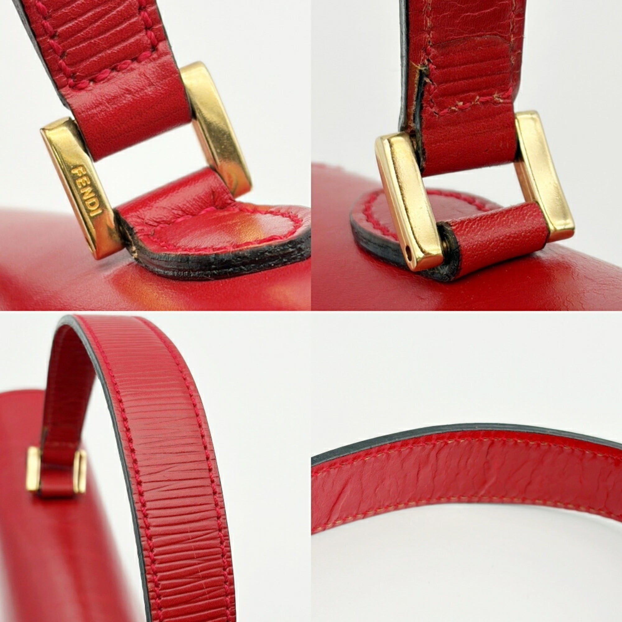 Fendi Red Color Leather Shoulder Bag (Pre-Owned)