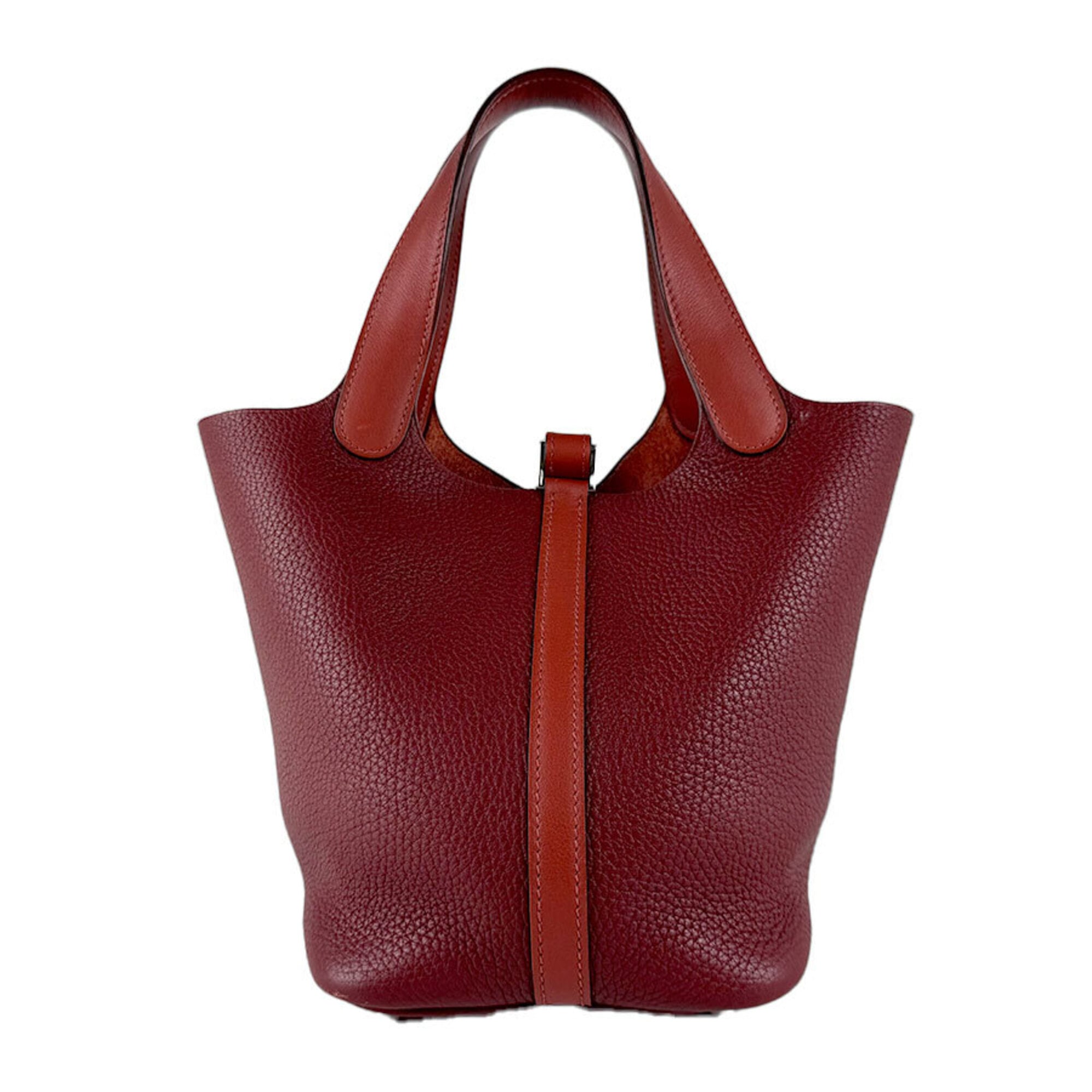 Hermes Brique Rouge H Taurillon Clemence Leather Handbag (Pre-Owned)