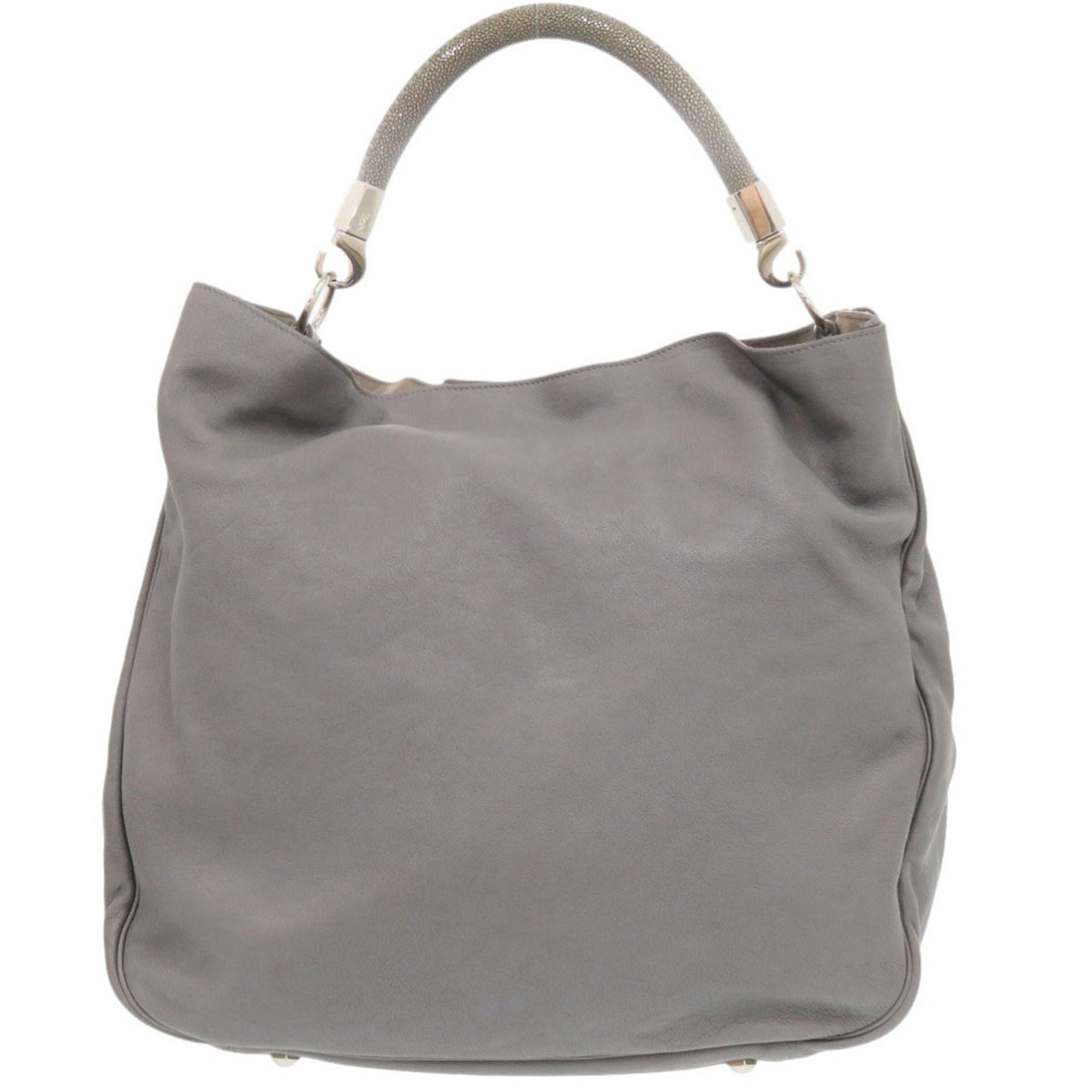 Yves Saint Laurent Gray Leather Pouch Shoulder Bag (Pre-Owned)