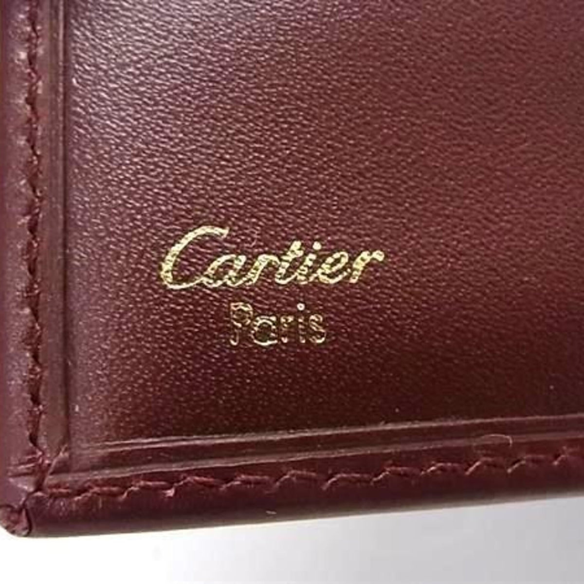 Cartier Bordeaux Leather Wallet (Tri-Fold) (Pre-Owned)