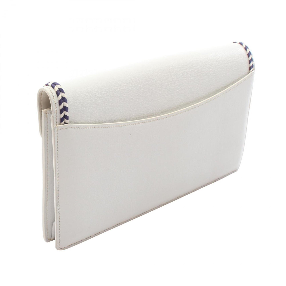 Hermes White Leather Clutch Bag Handbag (Pre-Owned)