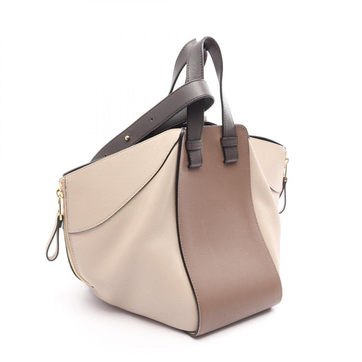 Loewe Beige Brown Gray Leather Handbag (Pre-Owned)