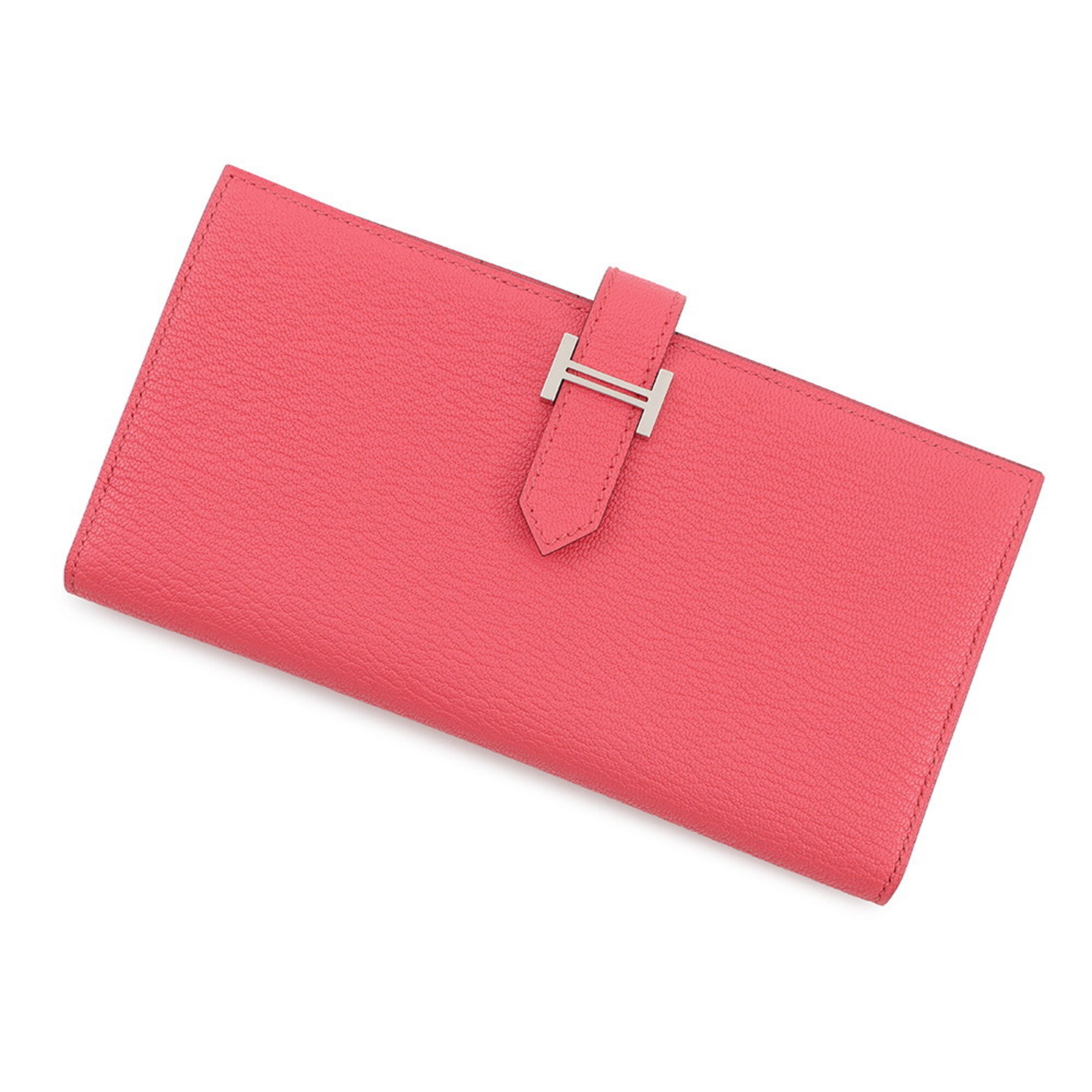 Hermes Rose Azalee Chevre Myzore Leather Long Wallet (Bi-Fold) (Pre-Owned)