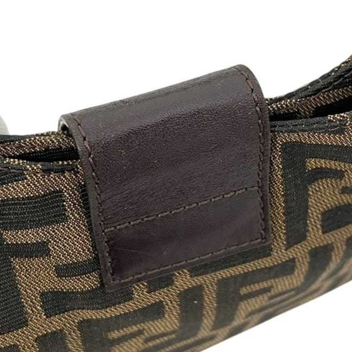 Fendi Zucca Green Khaki Canvas Leather Shoulder Bag (Pre-Owned)