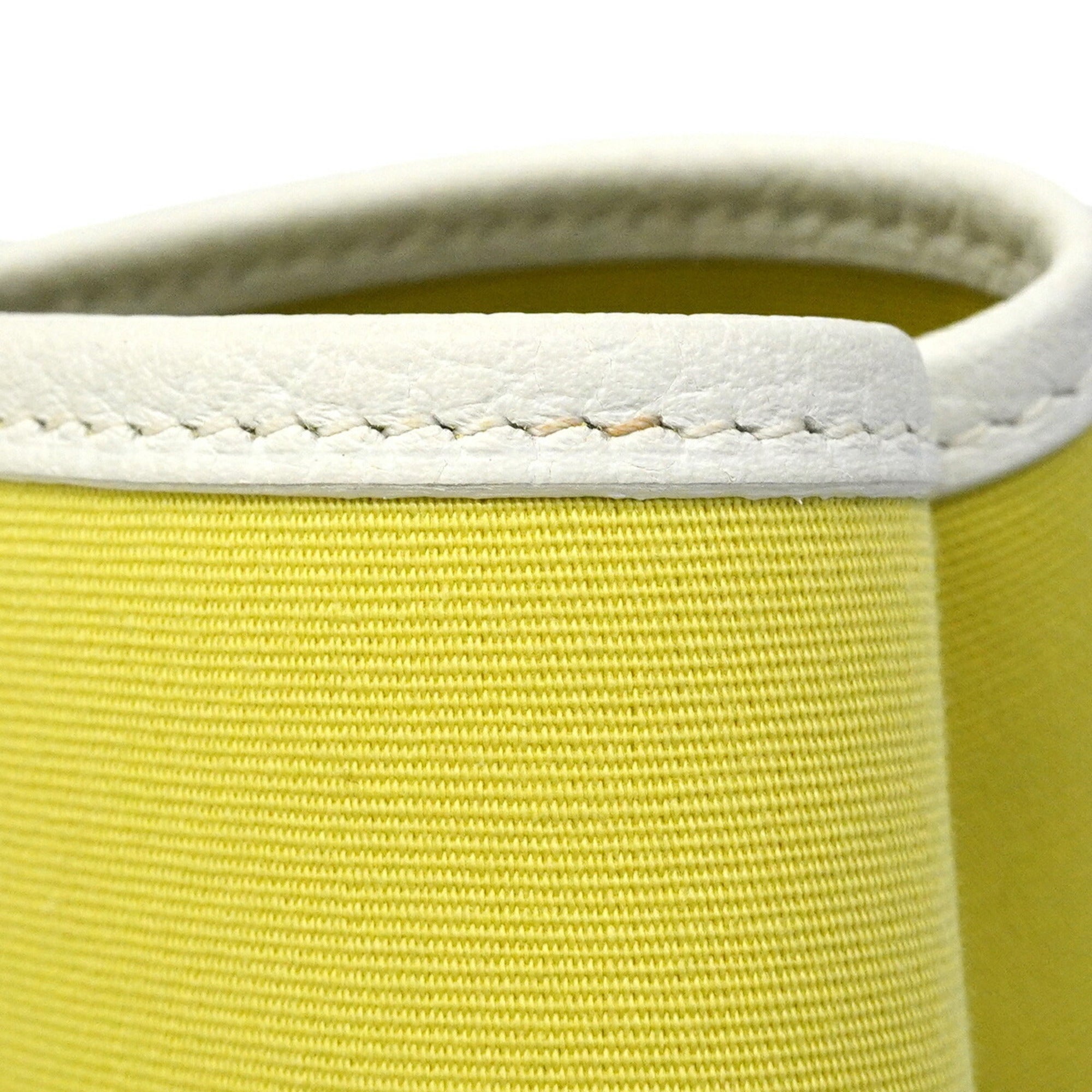 Hermes White Yellow Toile Officier Tote Bag (Pre-Owned)