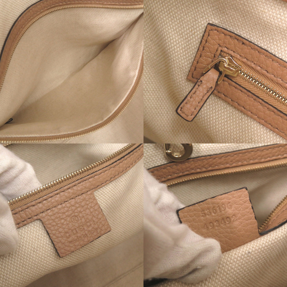 Gucci Beige Leather Shoulder Bag Tote Bag (Pre-Owned)