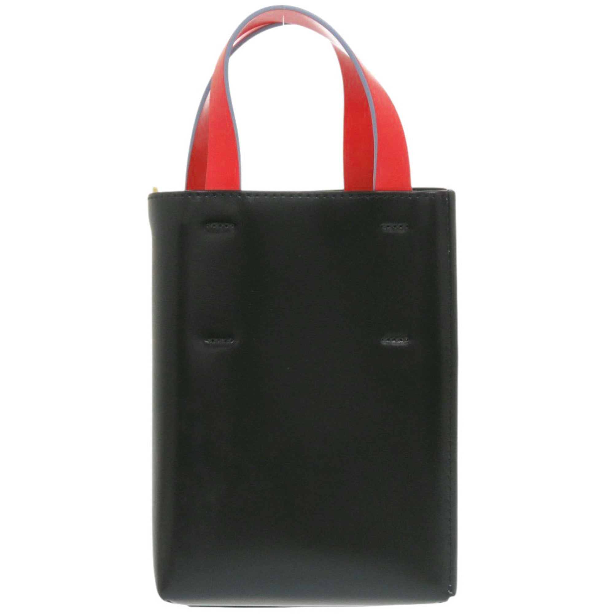 Marni Black Gray Red Color Leather Handbag (Pre-Owned)