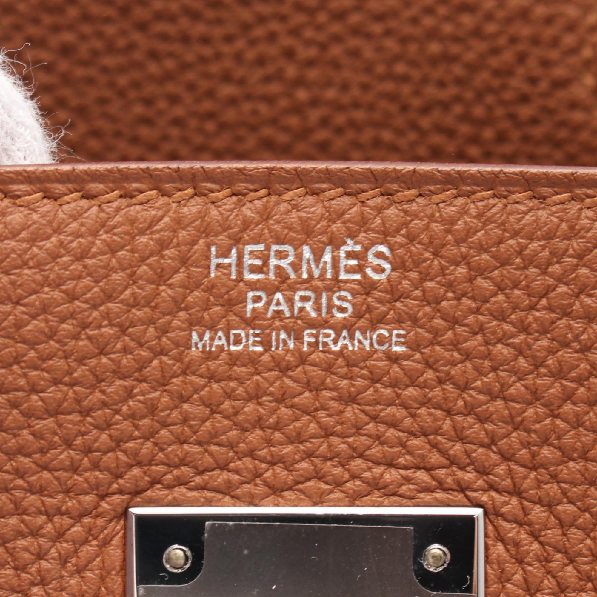 Hermes Brown Gold Yellow Togo Leather Swift Leather Handbag (Pre-Owned)