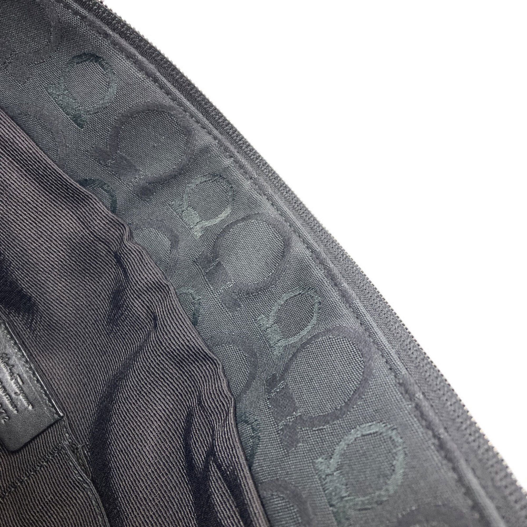 Salvatore Ferragamo Gancini Black Canvas Tote Bag (Pre-Owned)
