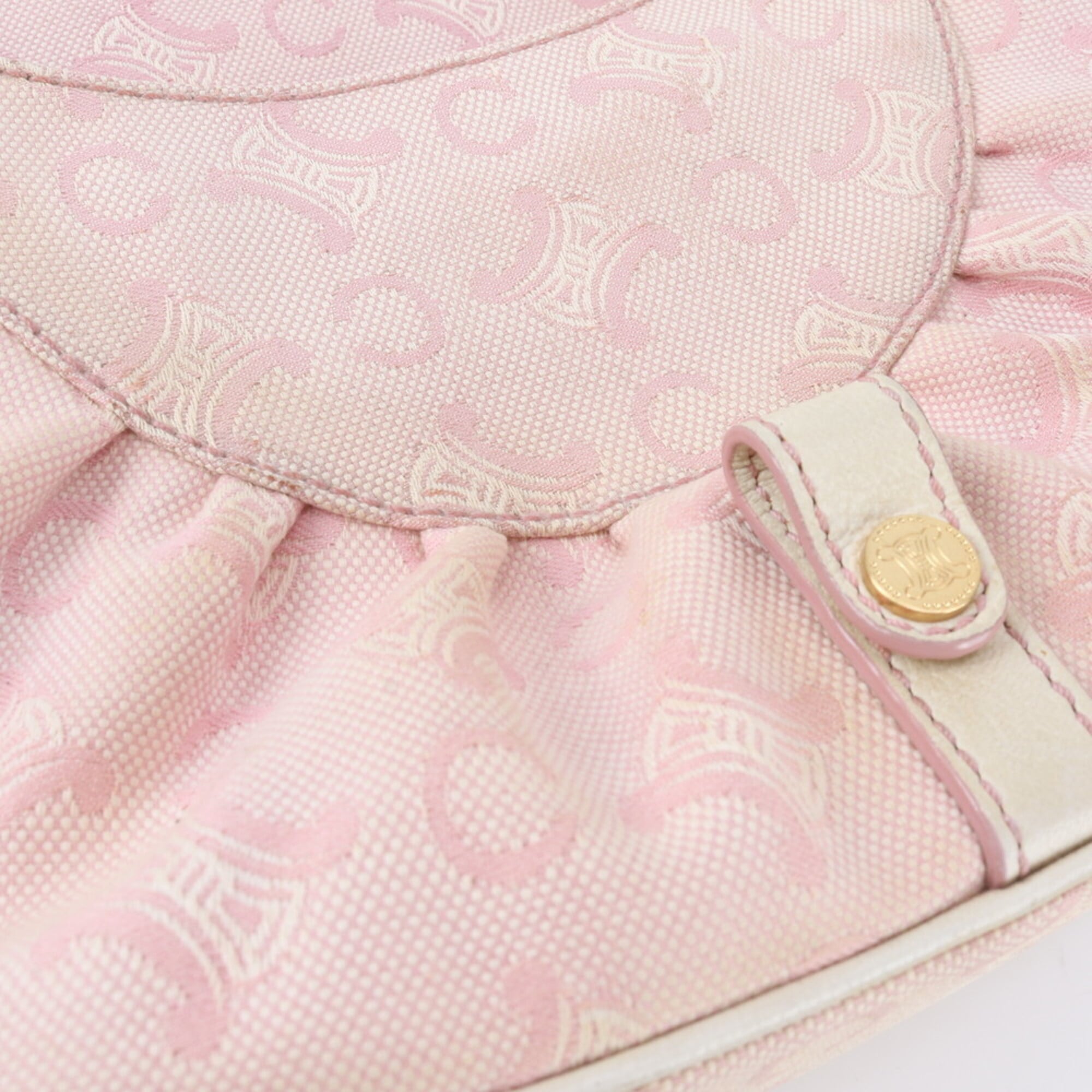 Celine Macadam Ivory Pink Leather Canvas Handbag Shoulder Bag (Pre-Owned)