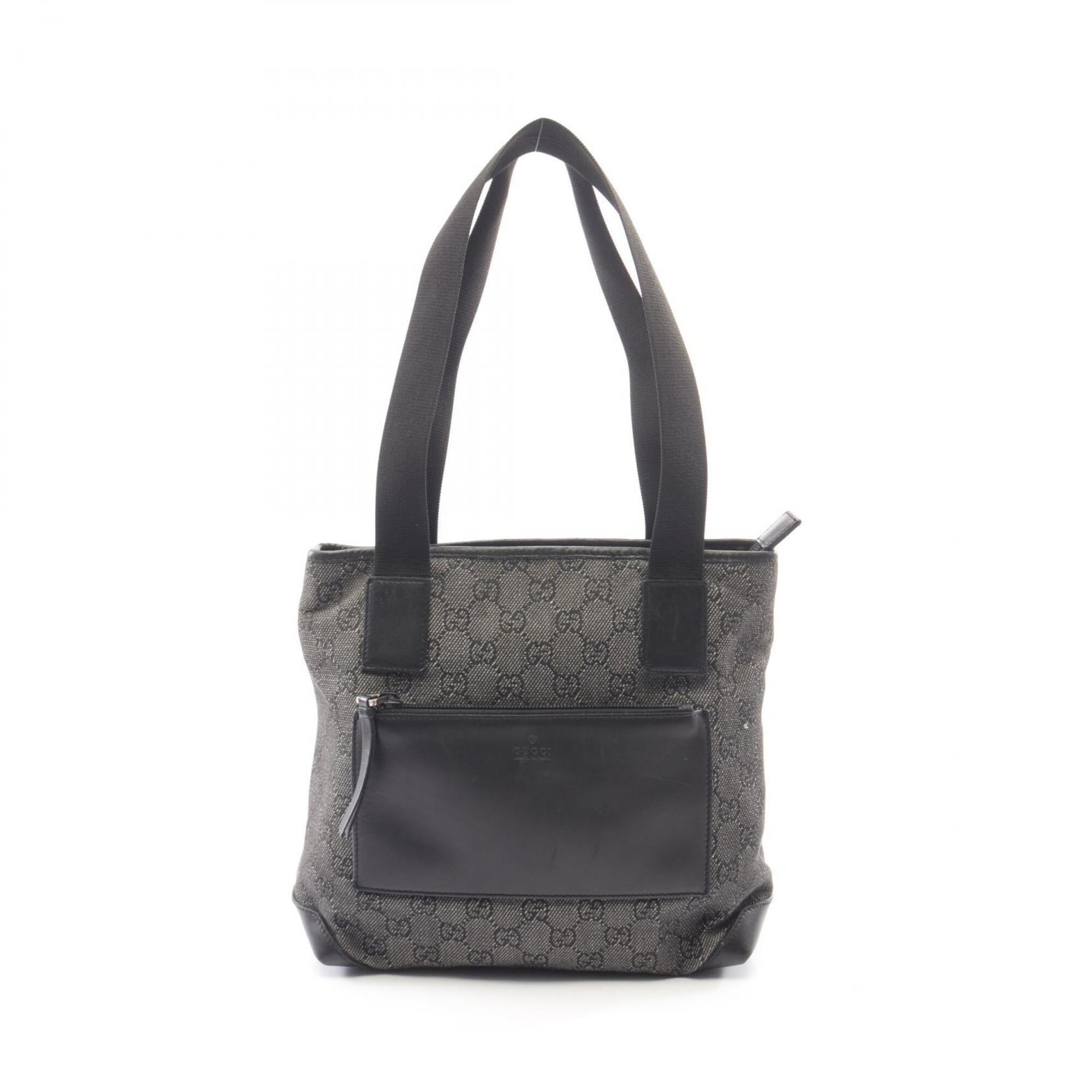Gucci Black Gray Gg Canvas Leather Handbag Shoulder Bag (Pre-Owned)