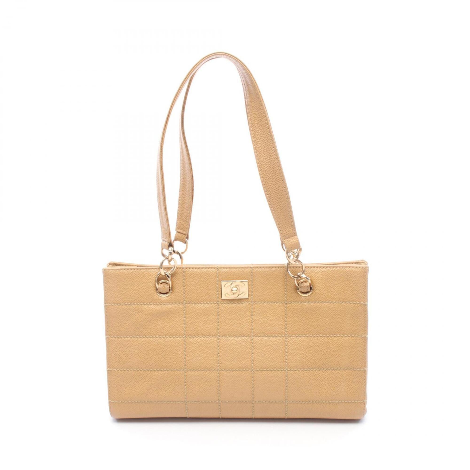 Chanel Beige Grained Calfskin Handbag Tote Bag (Pre-Owned)