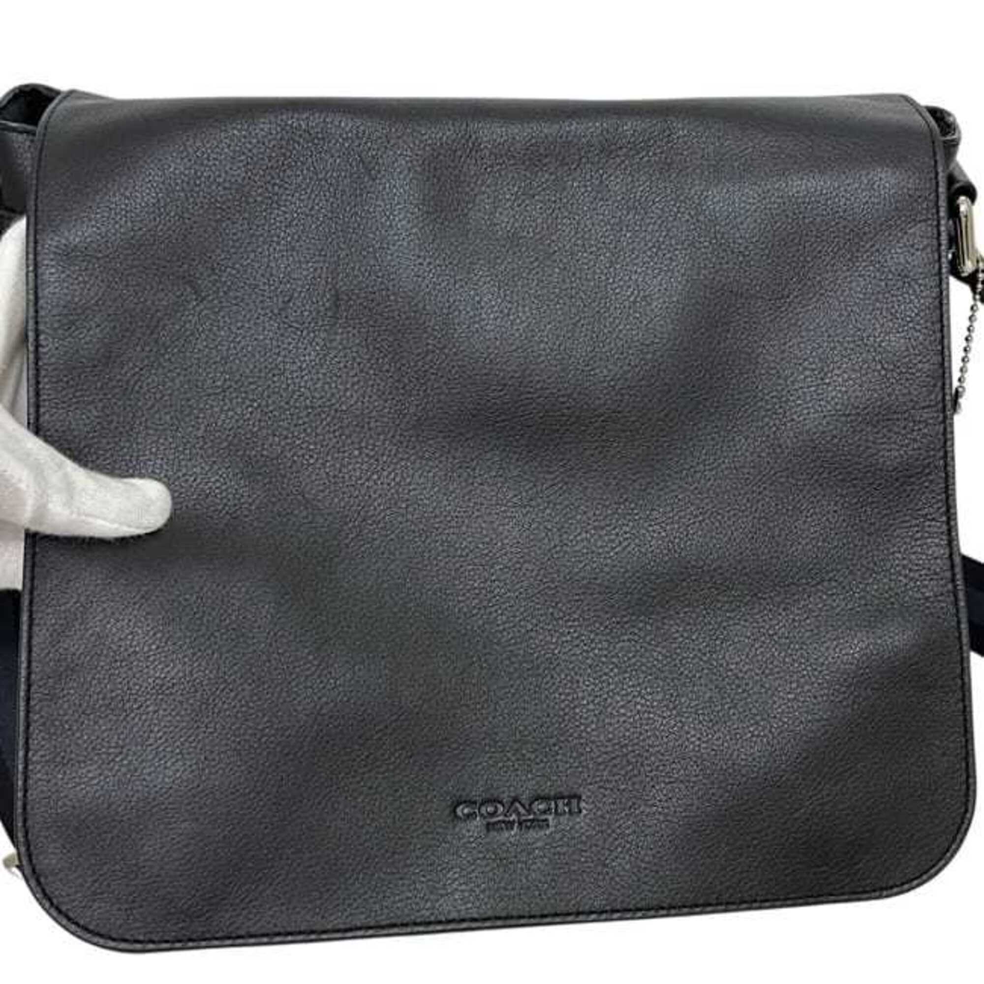 Coach Black Leather Messenger Bag Shoulder Bag (Pre-Owned)