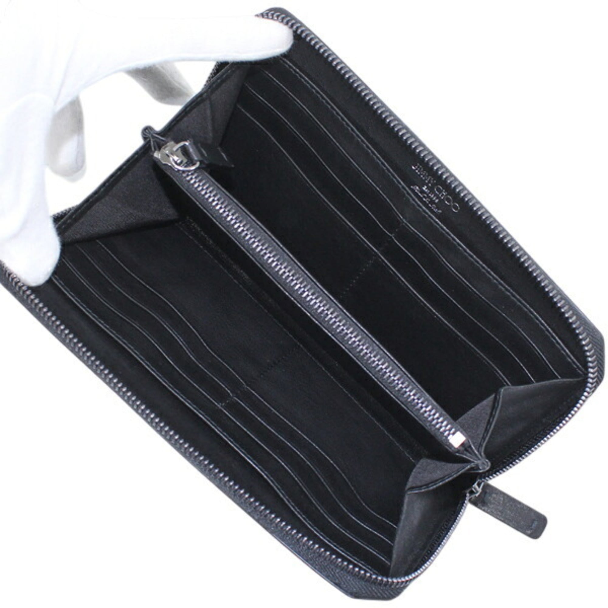 Jimmy Choo Black Leather Long Wallet (Bi-Fold) (Pre-Owned)