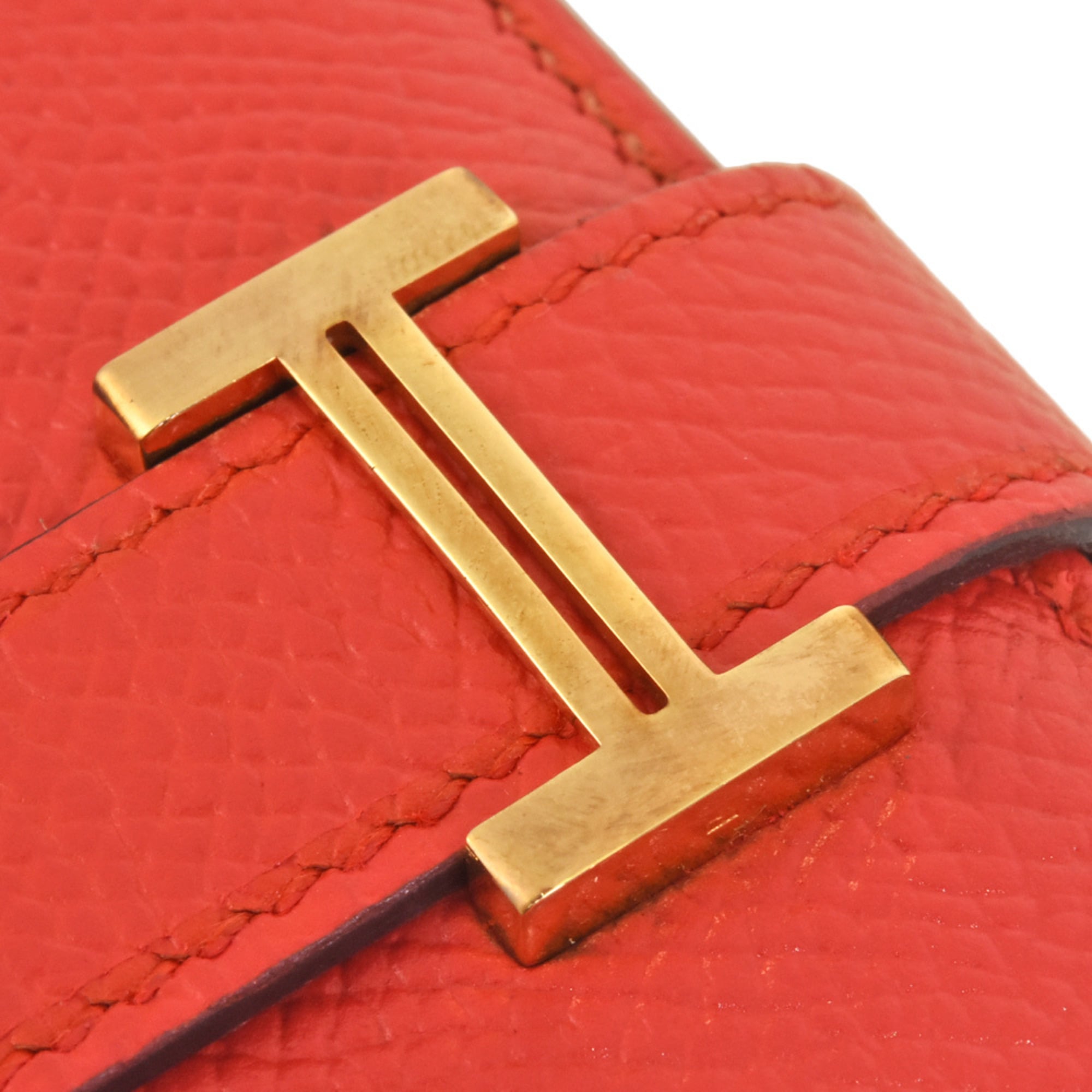 Hermes Bearn Capucine Rouge H Epsom Leather Long Wallet (Bi-Fold) (Pre-Owned)