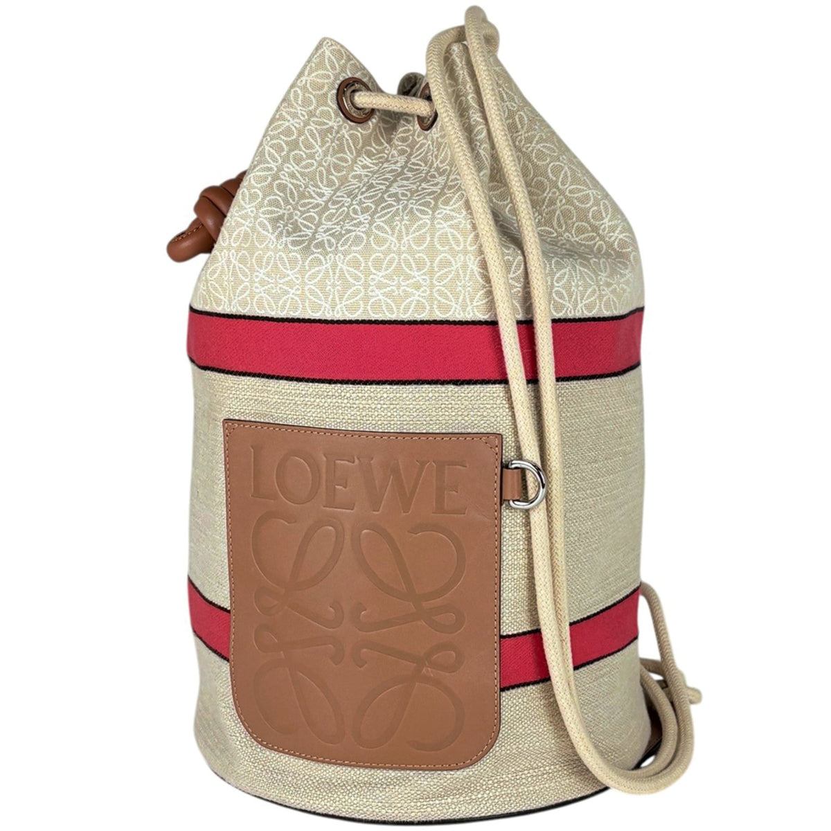Loewe Beige Brown Canvas Leather Shoulder Bag (Pre-Owned)