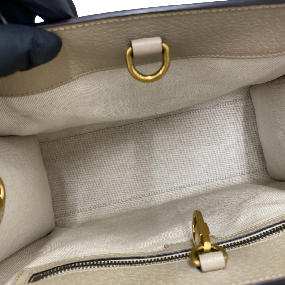 Gucci Beige Leather Elastane Handbag Shoulder Bag Tote Bag (Pre-Owned)
