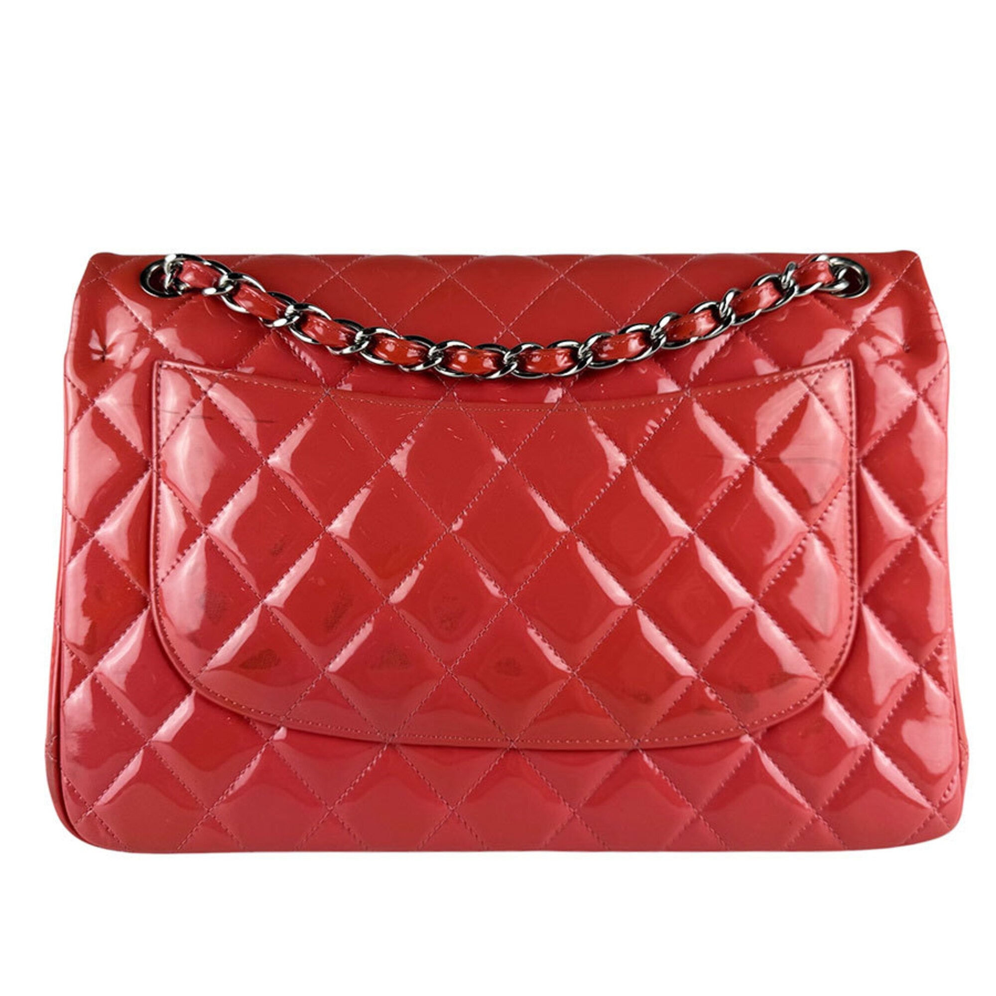 Chanel Coral Pink Patent Leather Shoulder Bag (Pre-Owned)