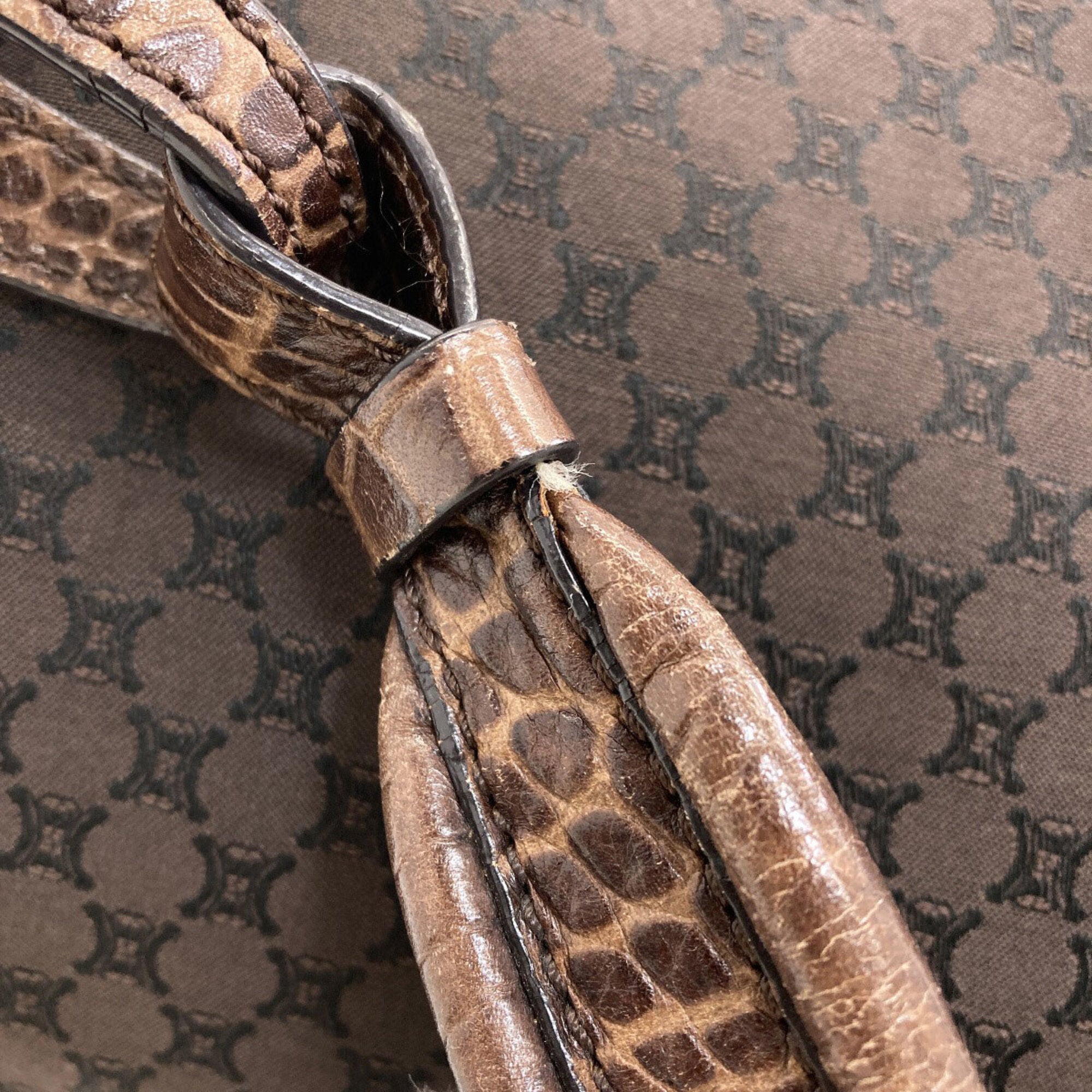 Celine Macadam Brown Canvas Shoulder Bag (Pre-Owned)