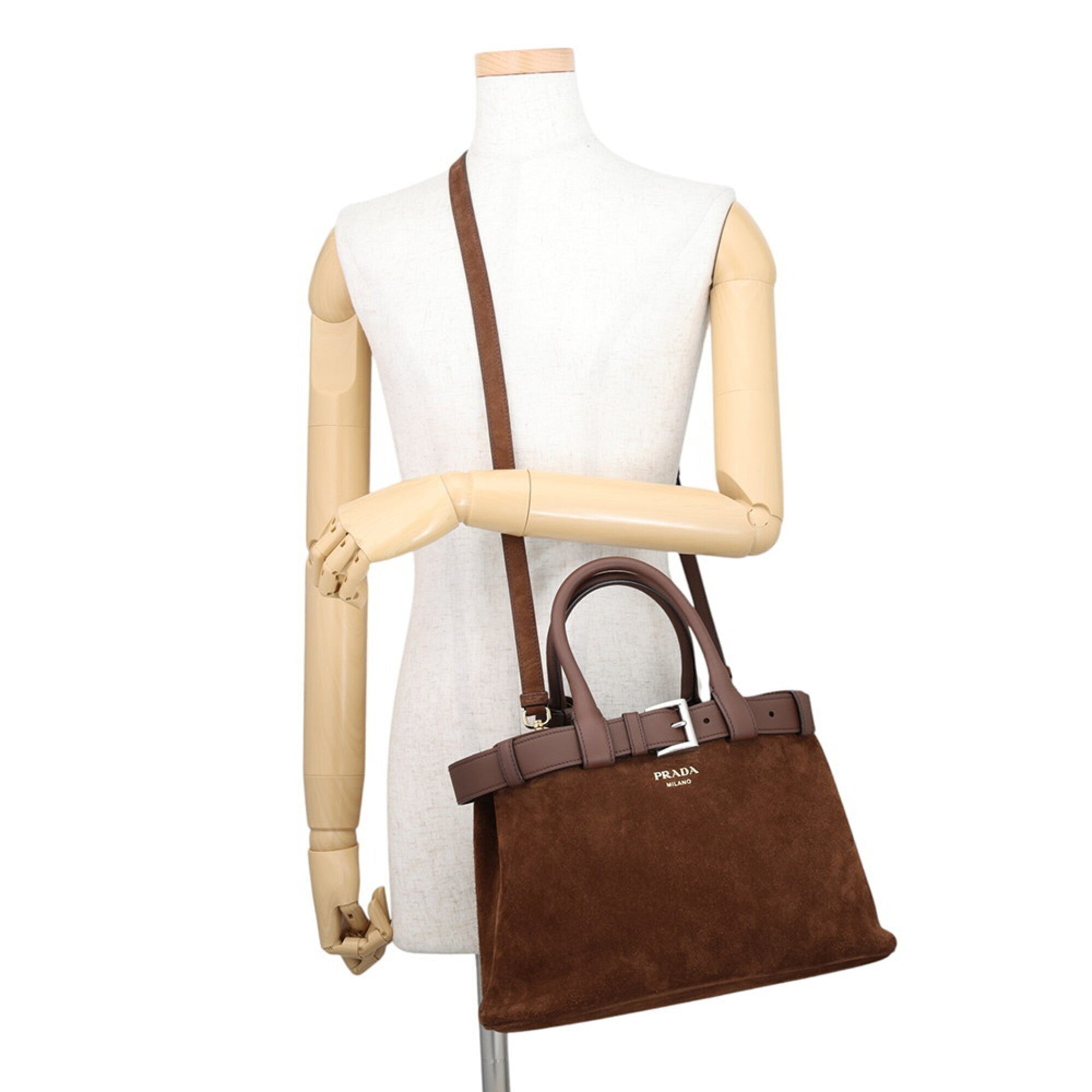 Prada Brown Cocoa Suede Handbag Shoulder Bag (Pre-Owned)