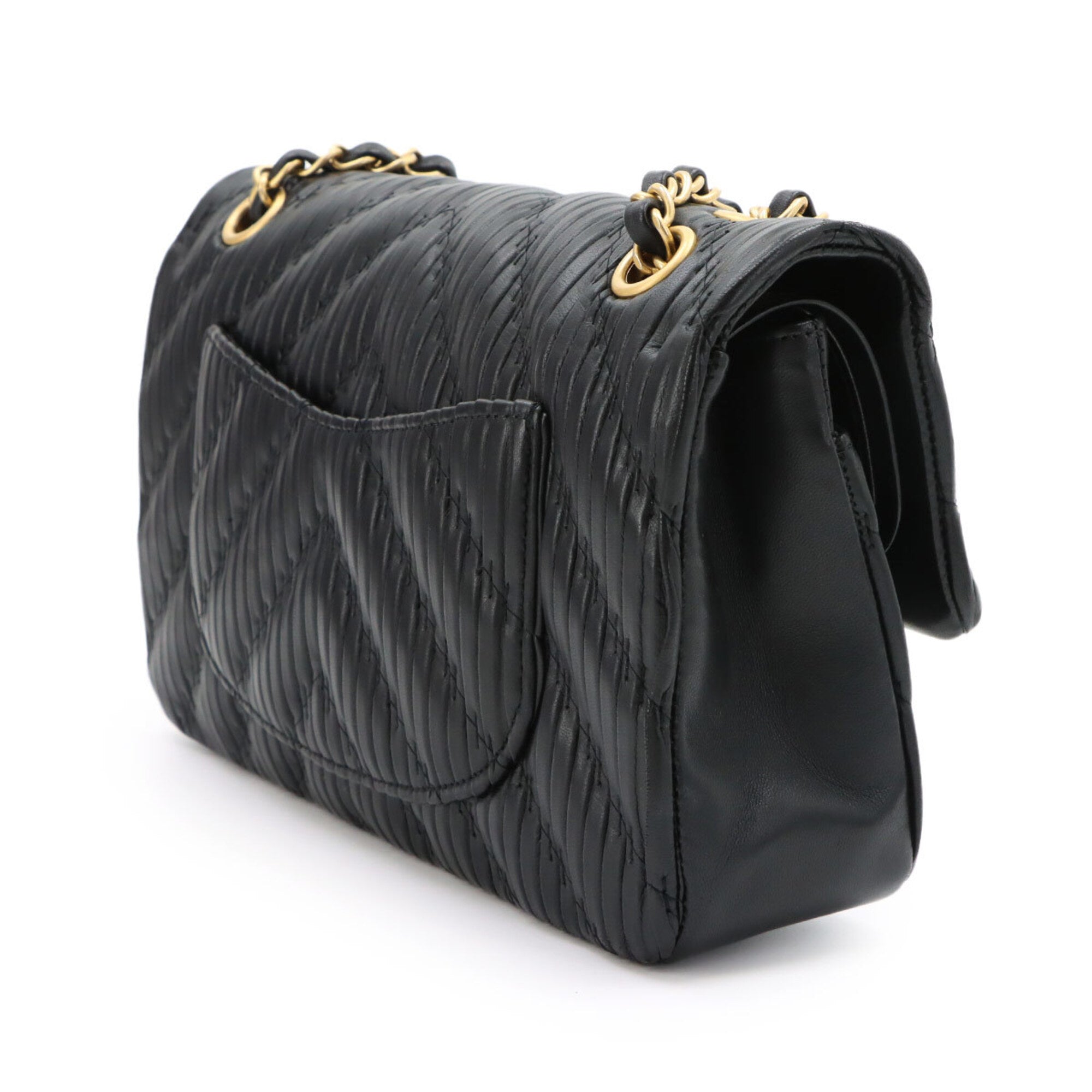 Chanel Black Leather Handbag Shoulder Bag (Pre-Owned)