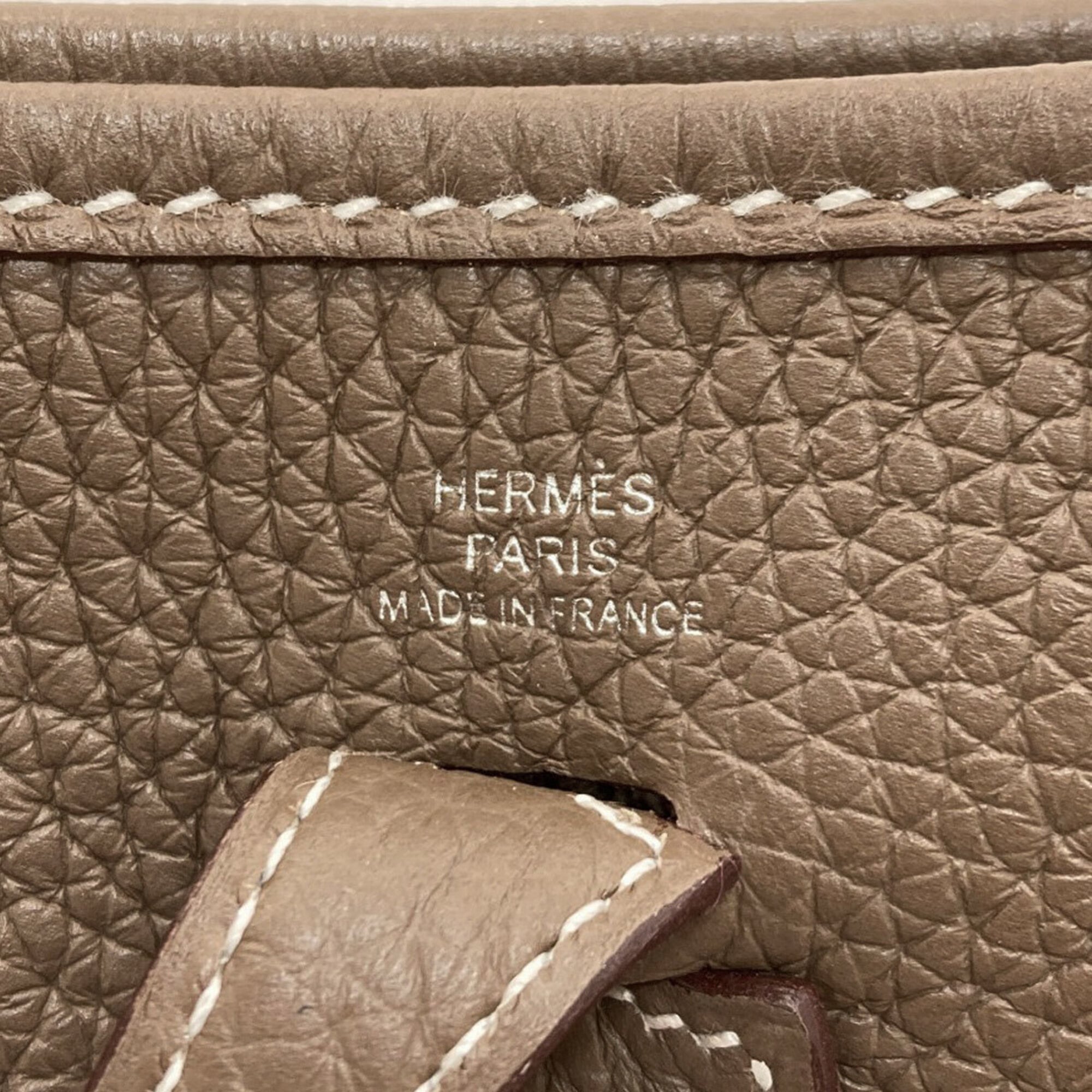Hermes Etoupe Gray Leather Shoulder Bag (Pre-Owned)