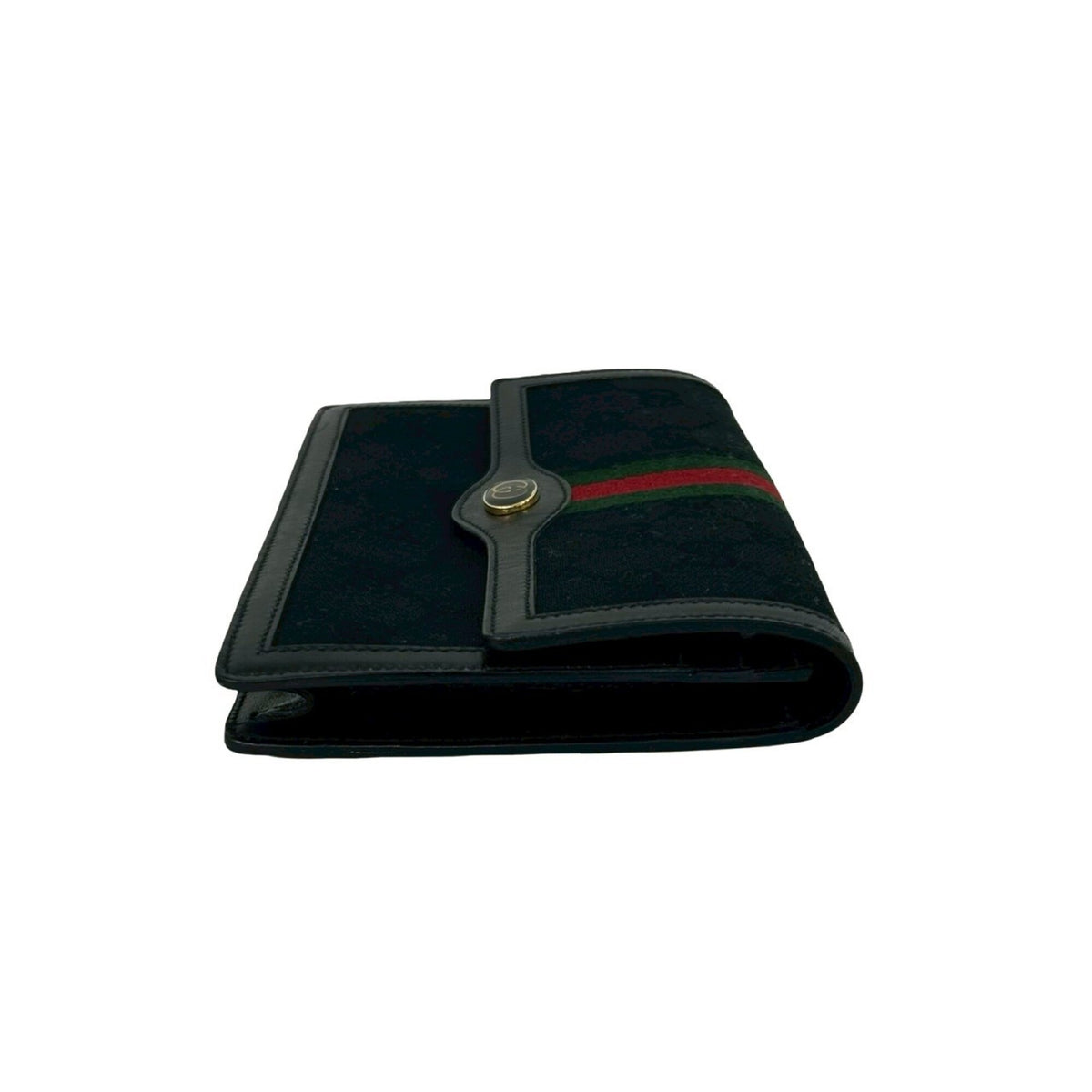 Gucci Black Green Red Color Canvas Leather Pouch (Pre-Owned)