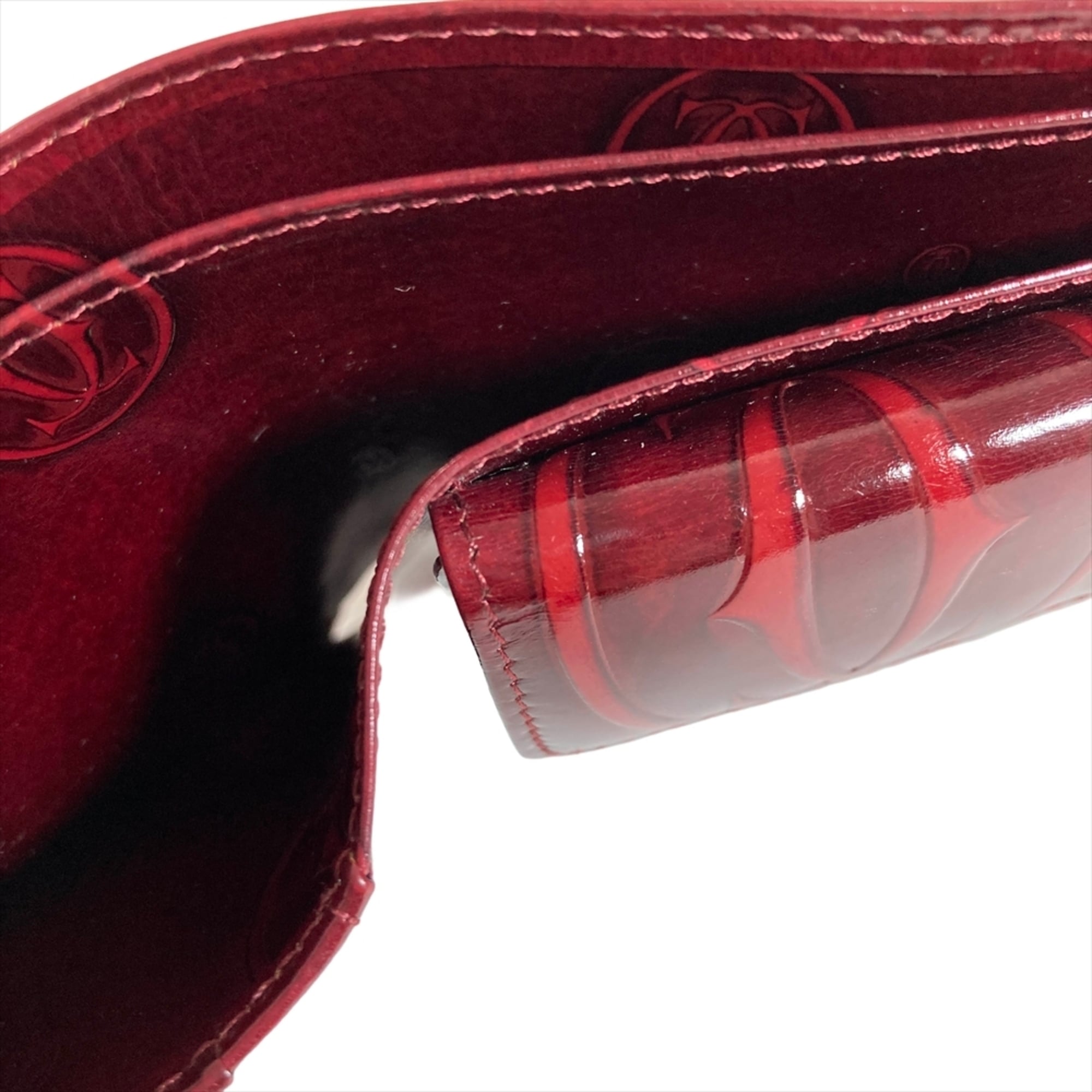 Cartier Happy Birthday Bordeaux Wine Red Patent Leather Wallet (Bi-Fold) (Pre-Owned)