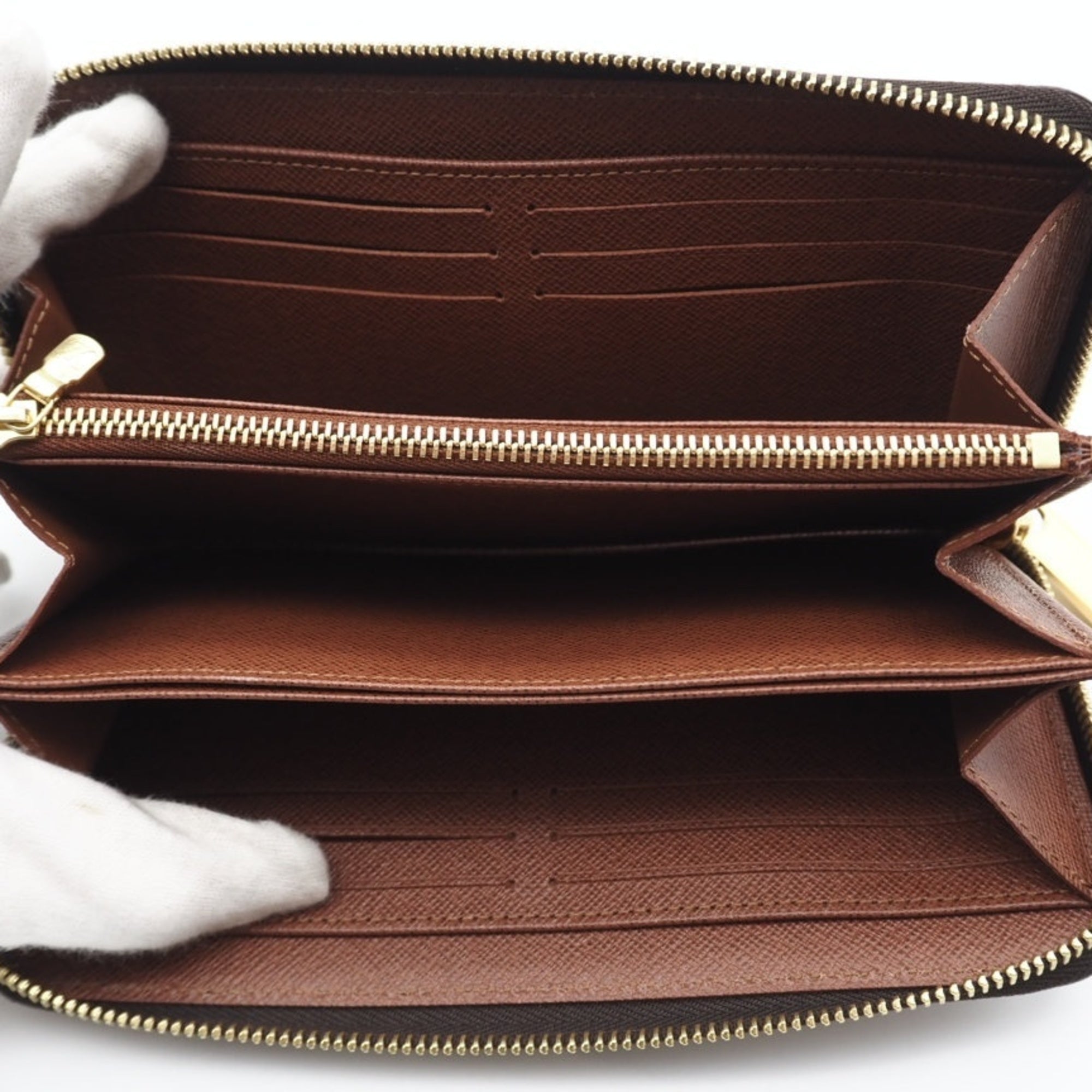 Louis Vuitton Monogram Beige Brown Coated Canvas Long Wallet (Bi-Fold) (Pre-Owned)