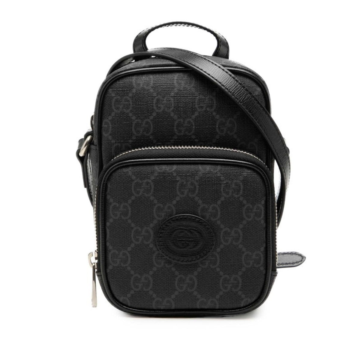 Gucci Black Gray Pvc Leather Shoulder Bag (Pre-Owned)
