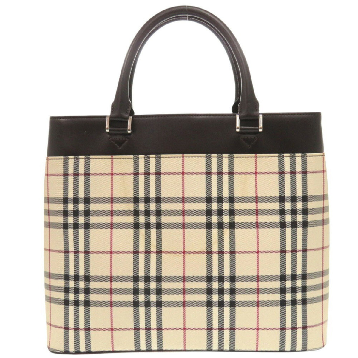 Burberry Beige Dark Brown Canvas Handbag (Pre-Owned)
