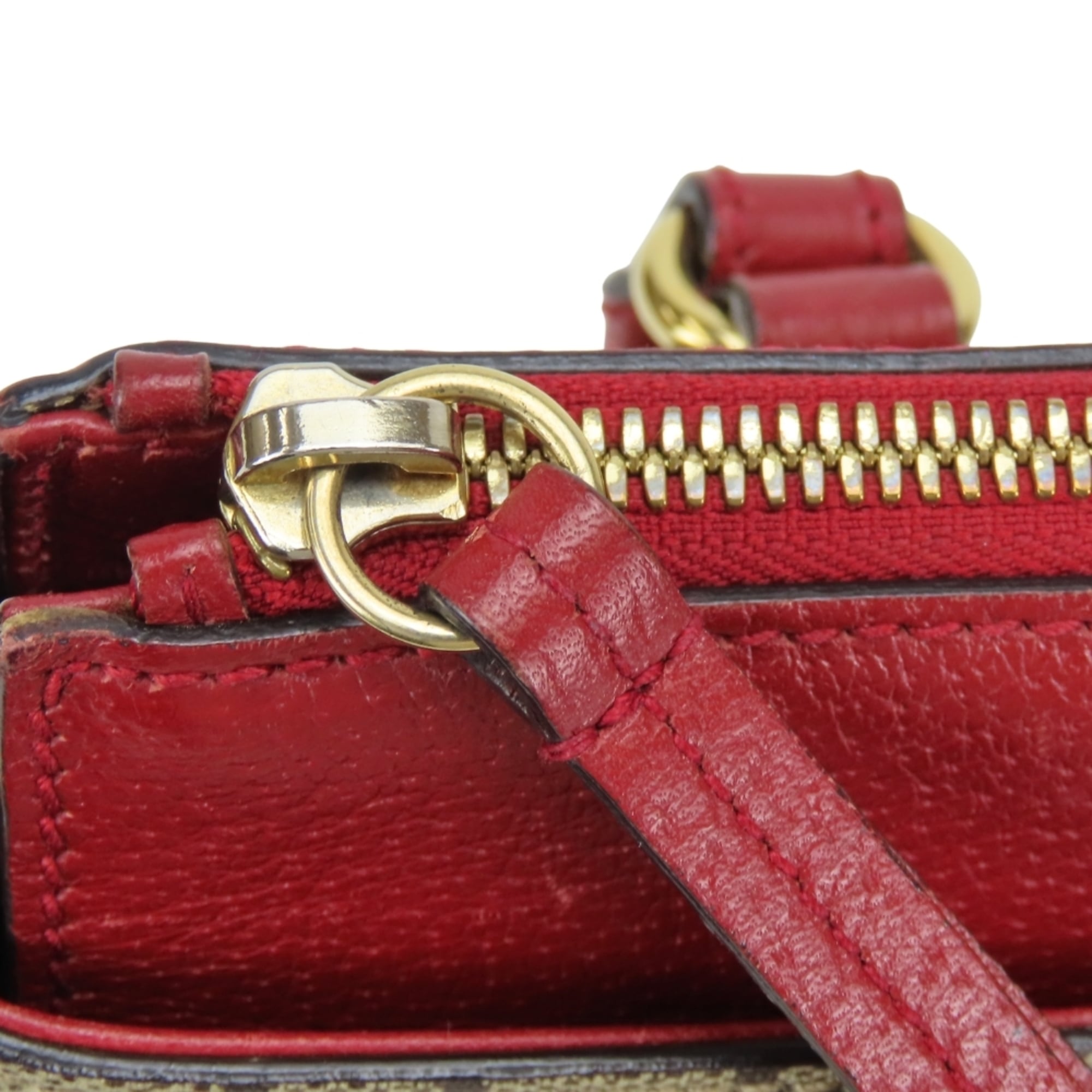 Gucci Beige Multi-Color Red Color Gg Supreme Canvas Handbag Shoulder Bag (Pre-Owned)