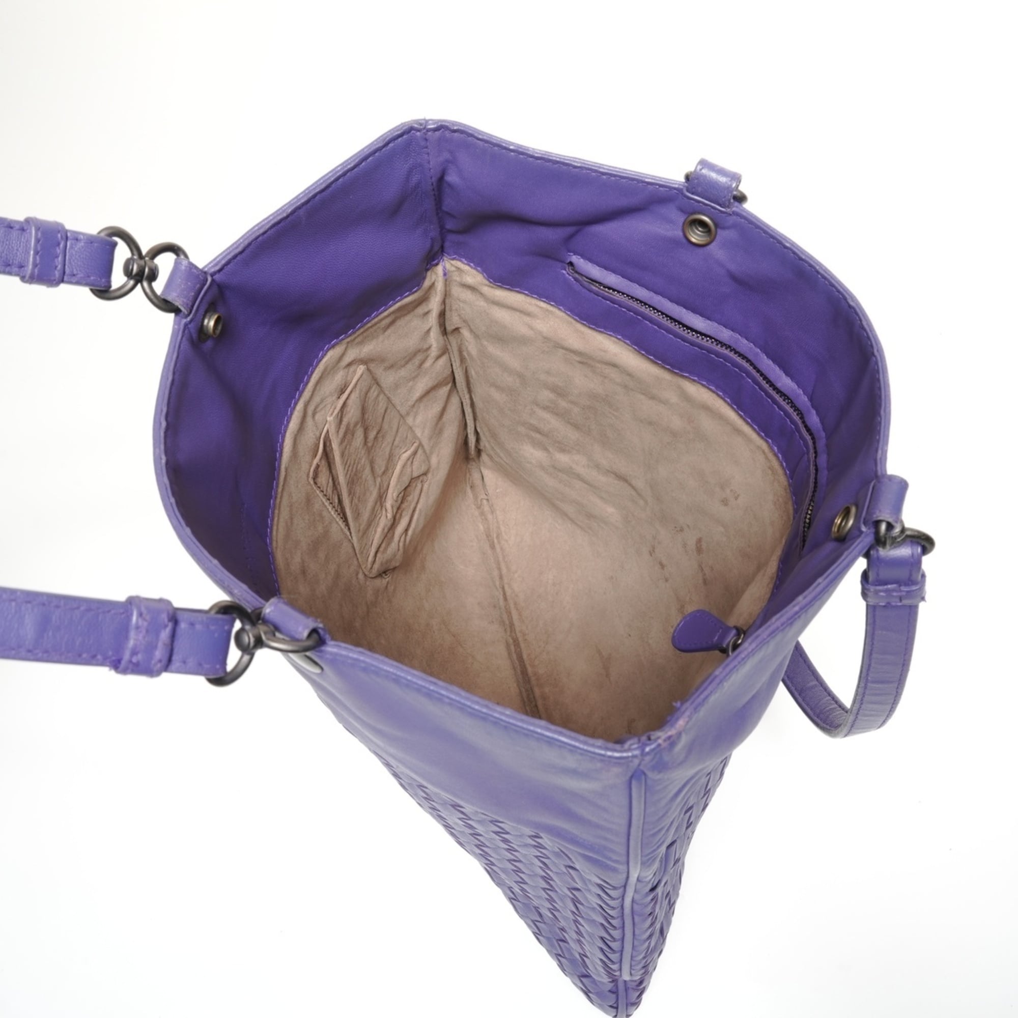 Bottega Veneta Intrecciato Purple Intrecciato Shoulder Bag (Pre-Owned)