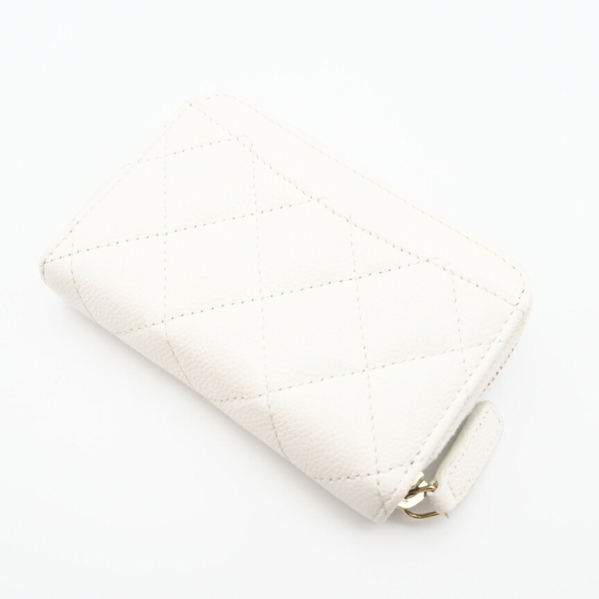 Chanel White Grained Calfskin Coin Purse/Coin Case (Pre-Owned)
