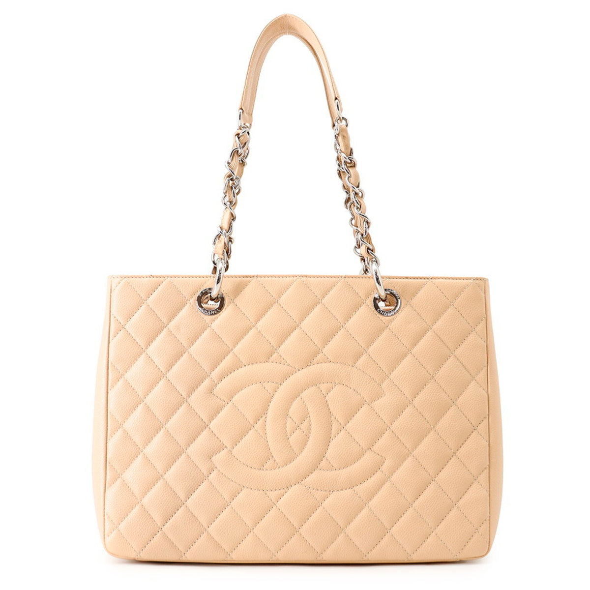 Chanel Matelasse Beige Grained Calfskin Handbag Shoulder Bag (Pre-Owned)