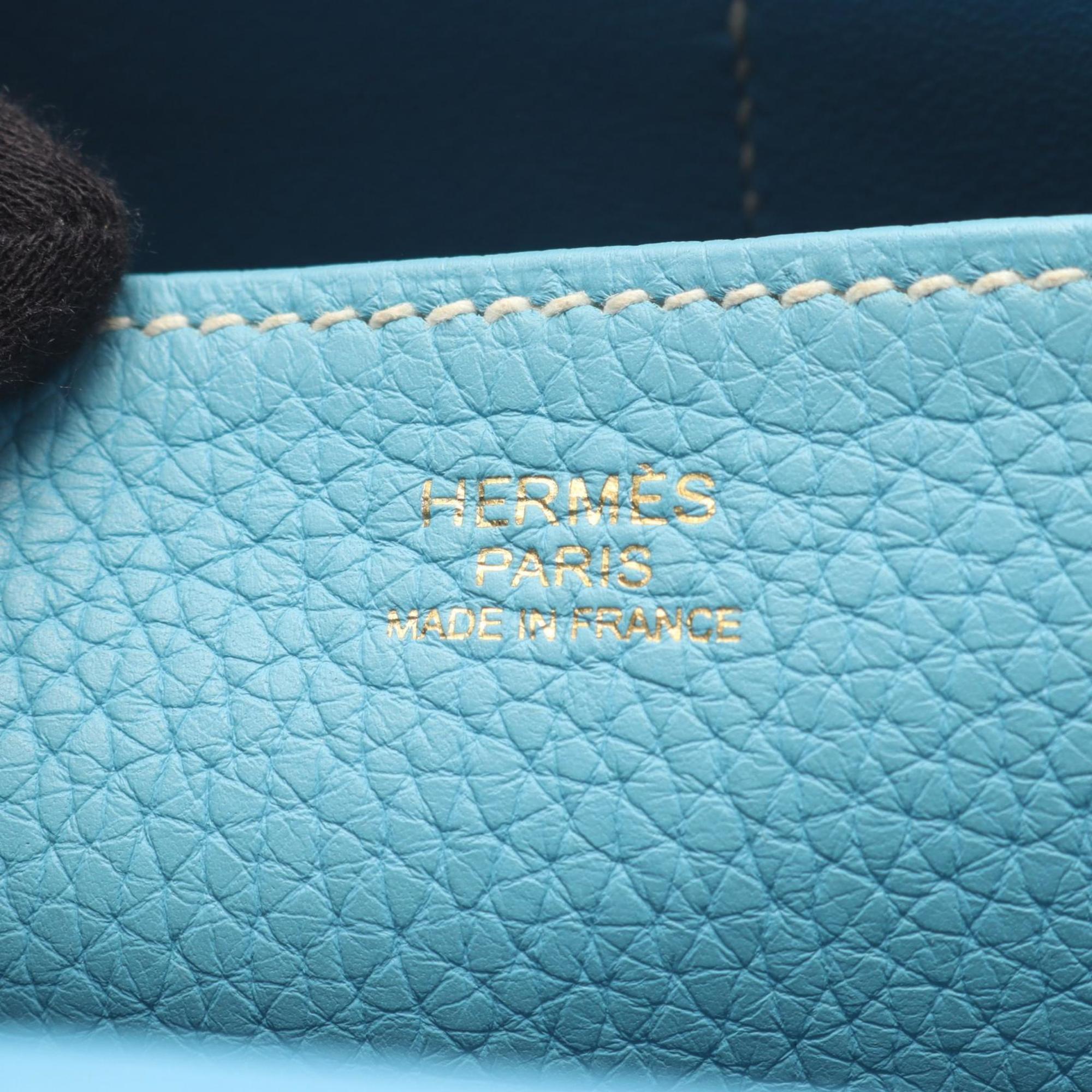 Hermes Alezan Blue Taurillon Clemence Leather Handbag (Pre-Owned)