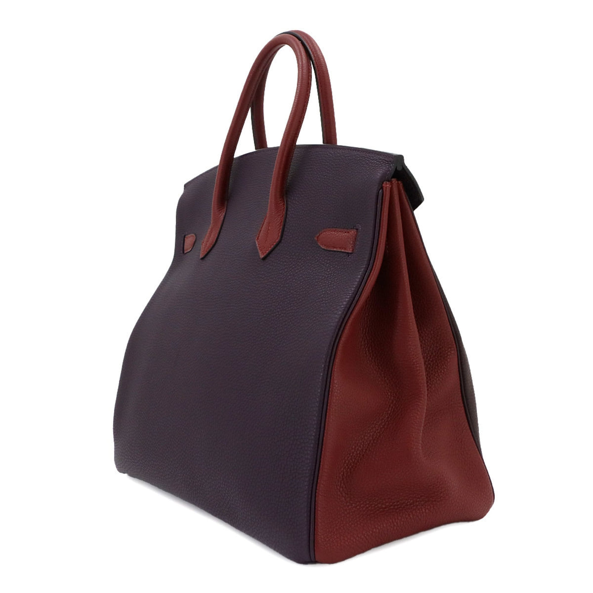 Hermes Chocolat Raisin Rouge H Togo Leather Handbag (Pre-Owned)