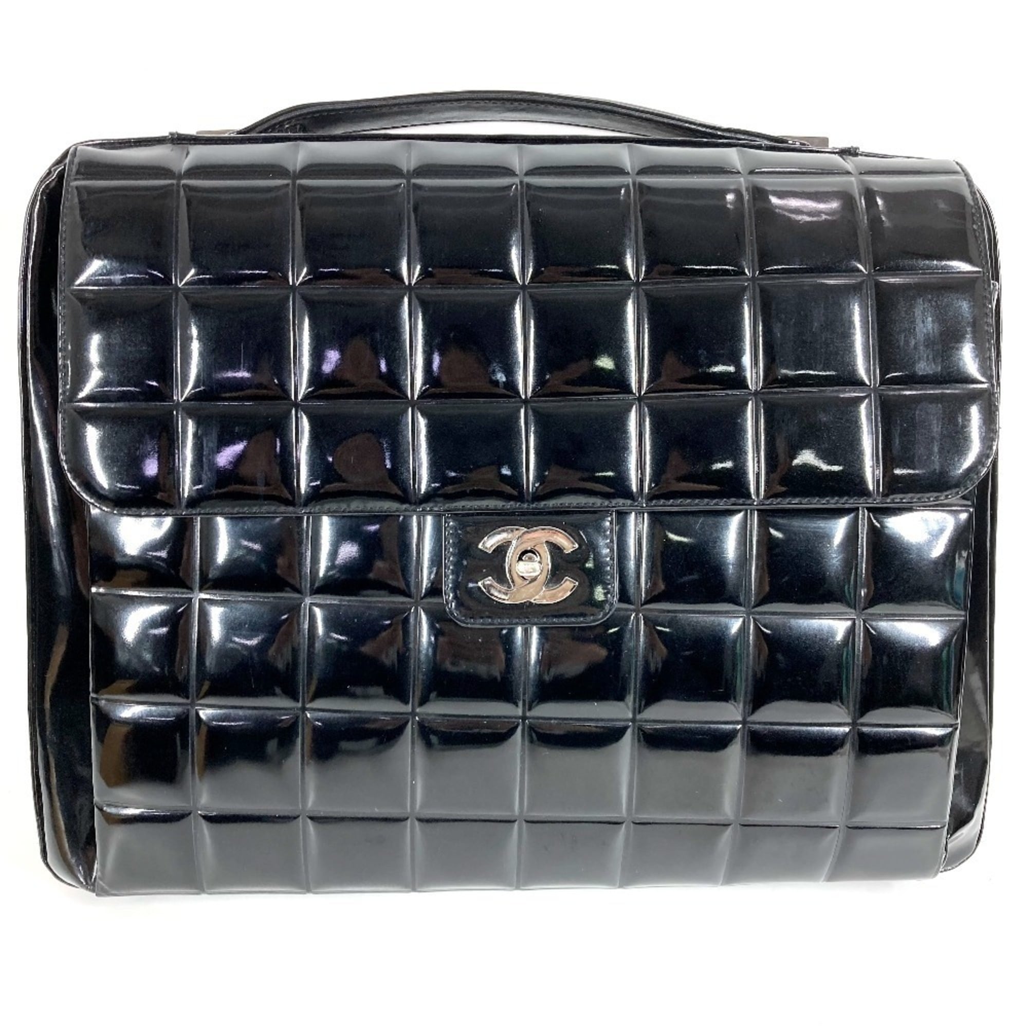 Chanel Black Leather Beach Bag Briefcase Handbag (Pre-Owned)
