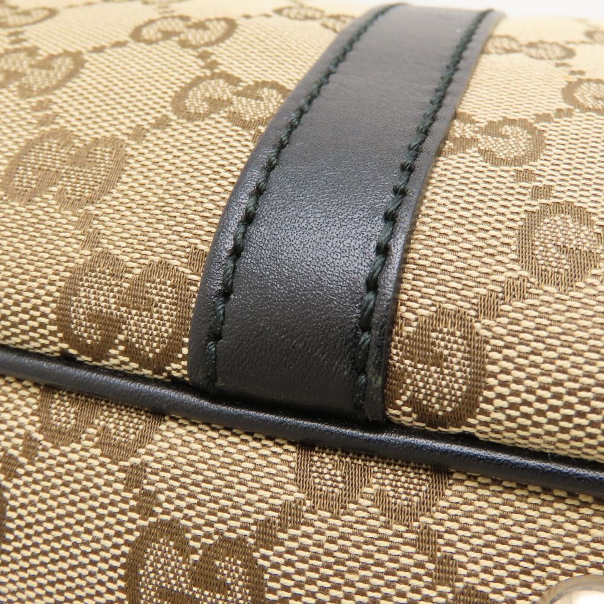 Gucci Beige Black Gg Canvas Leather Tote Bag (Pre-Owned)