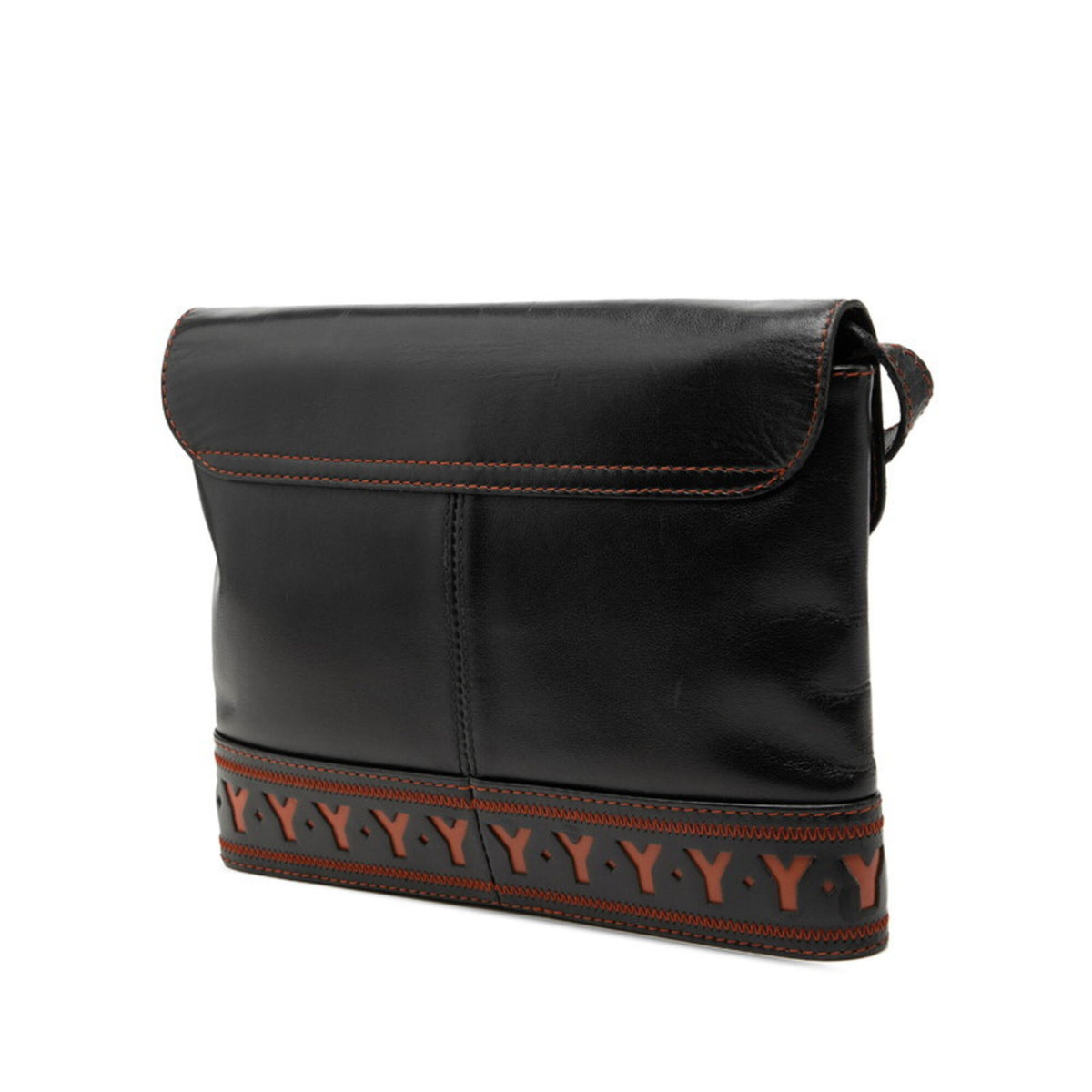 Saint Laurent Black Orange Leather Shoulder Bag (Pre-Owned)